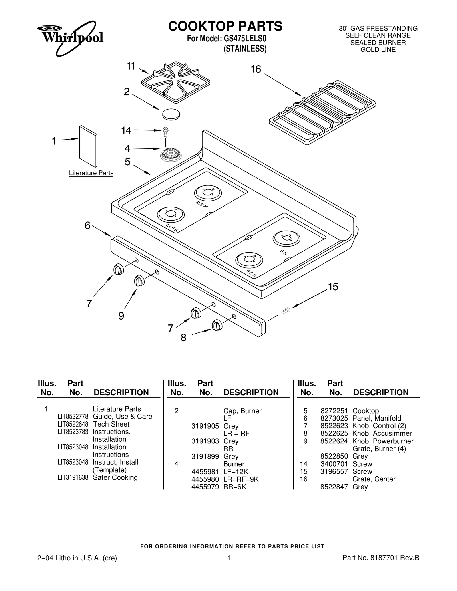 COOKTOP PARTS