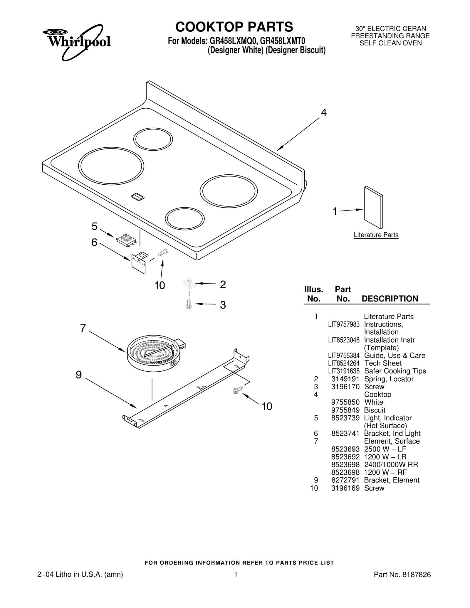 COOKTOP PARTS