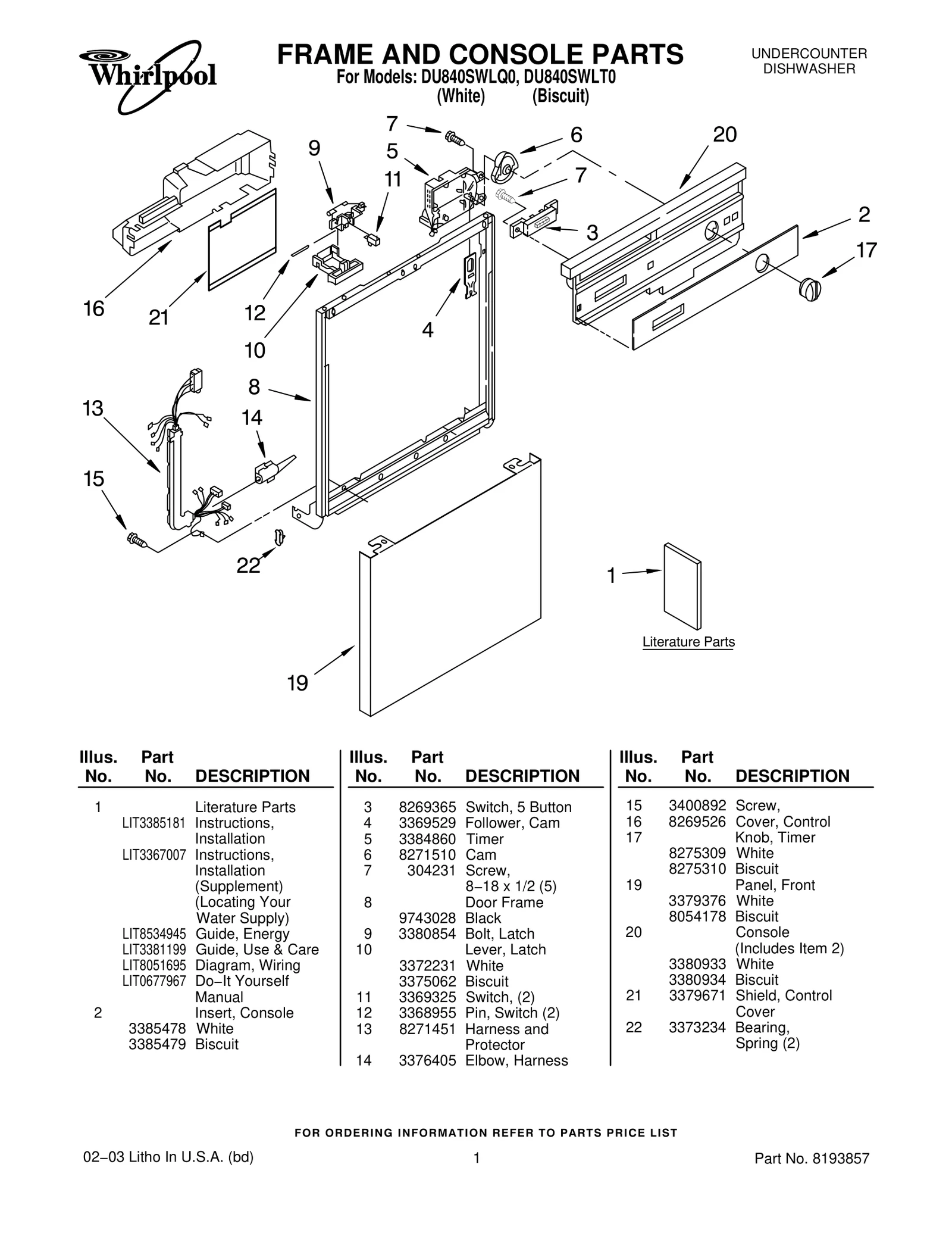 FRAME AND CONSOLE PARTS