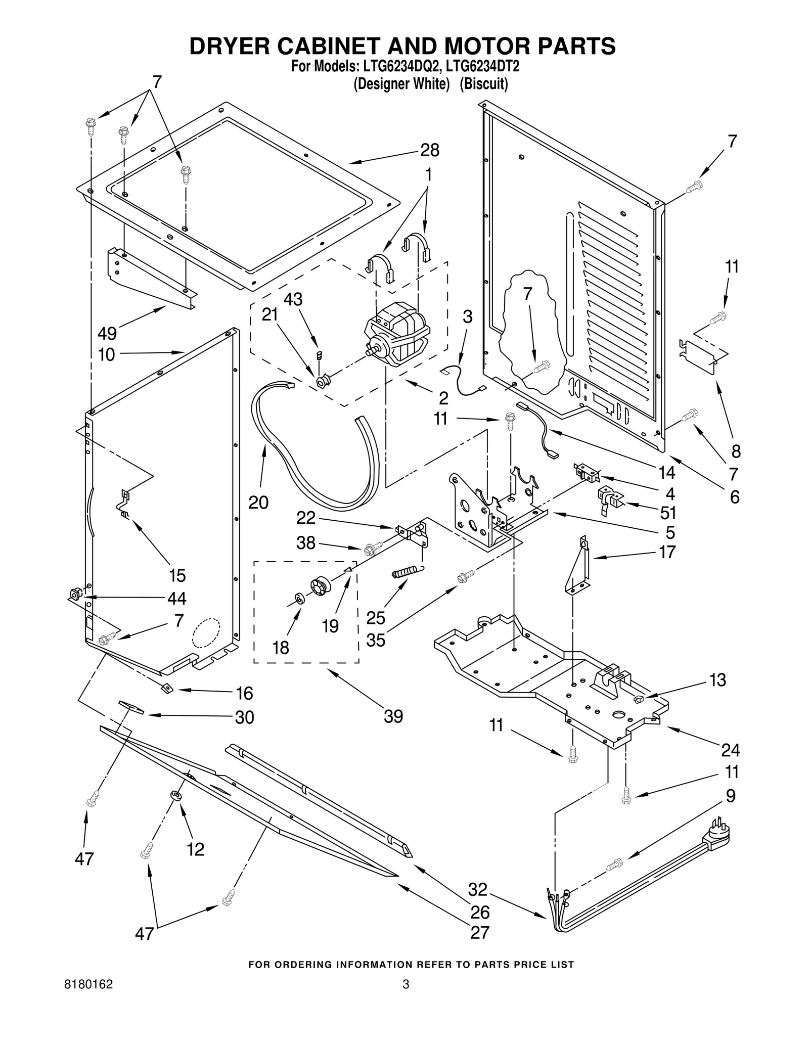 DRYER CABINET AND MOTOR PARTS