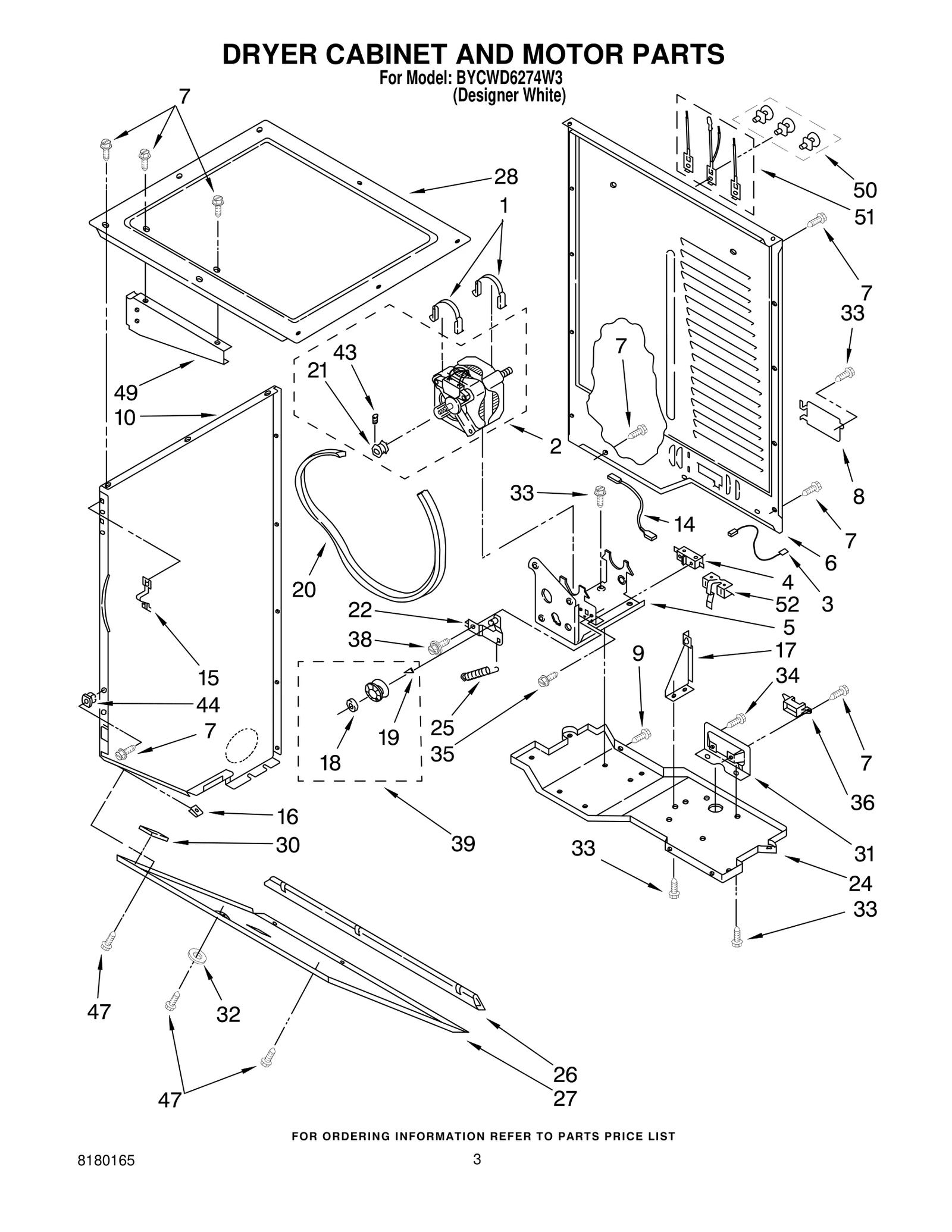 DRYER CABINET AND MOTOR PARTS
