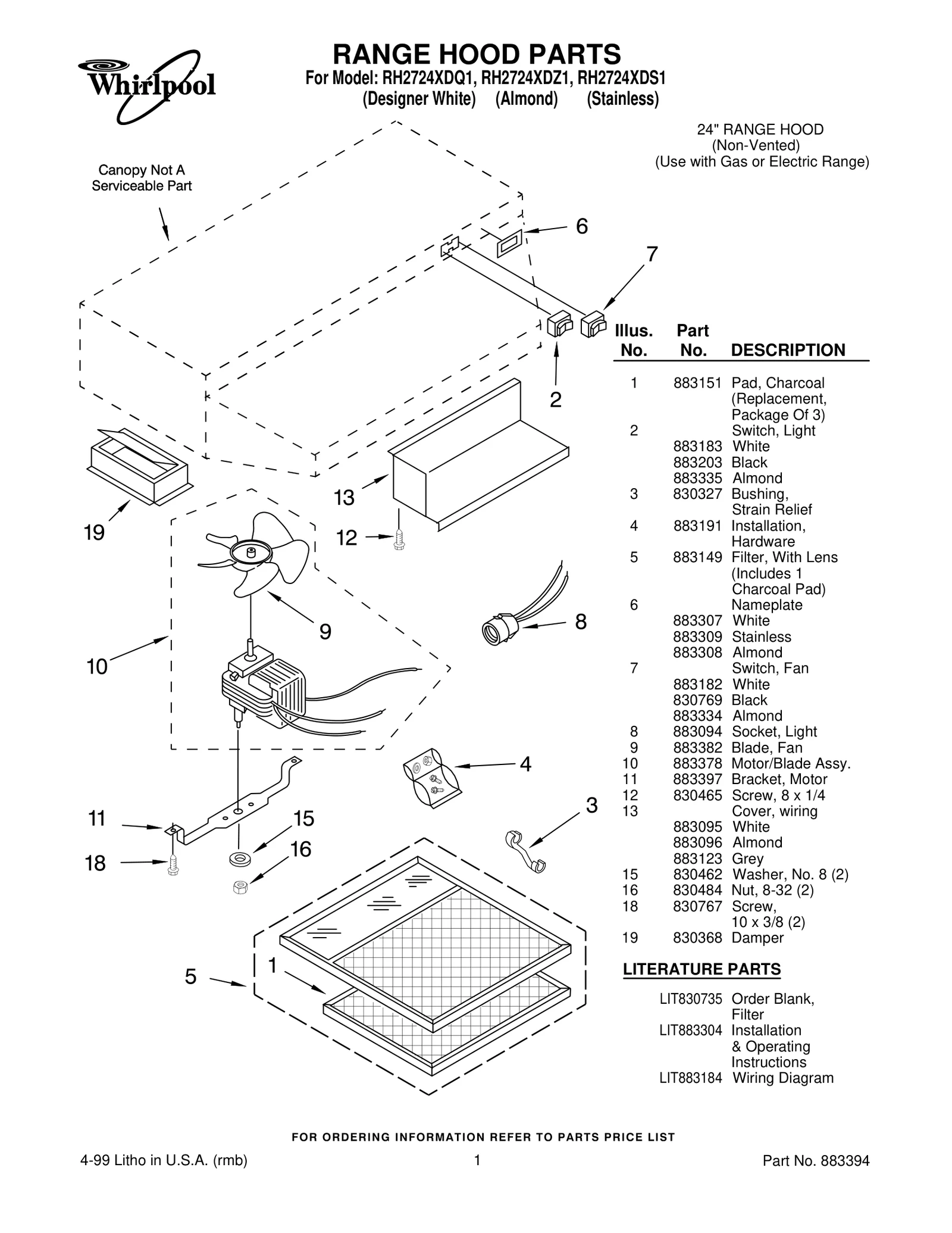 RANGE HOOD PARTS