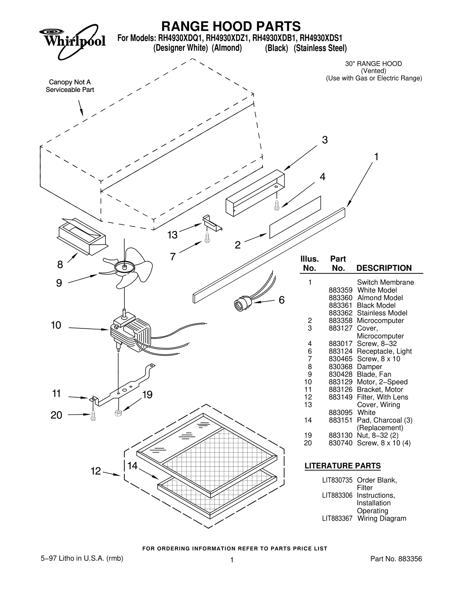 RANGE HOOD PARTS