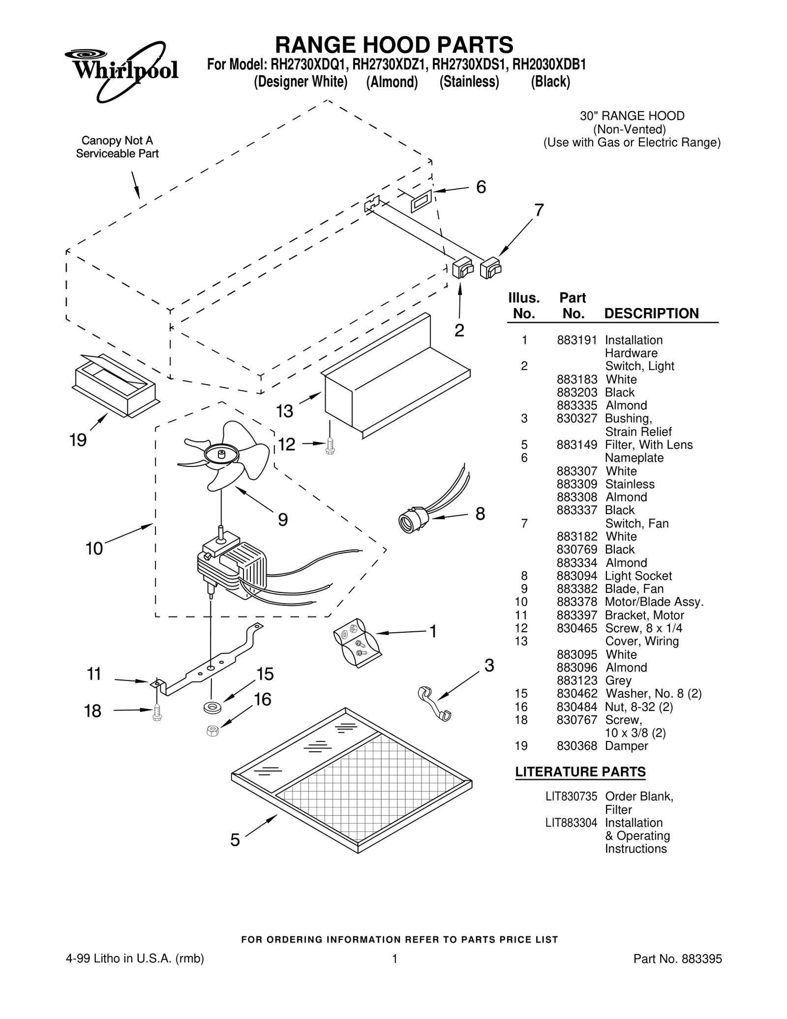 RANGE HOOD PARTS