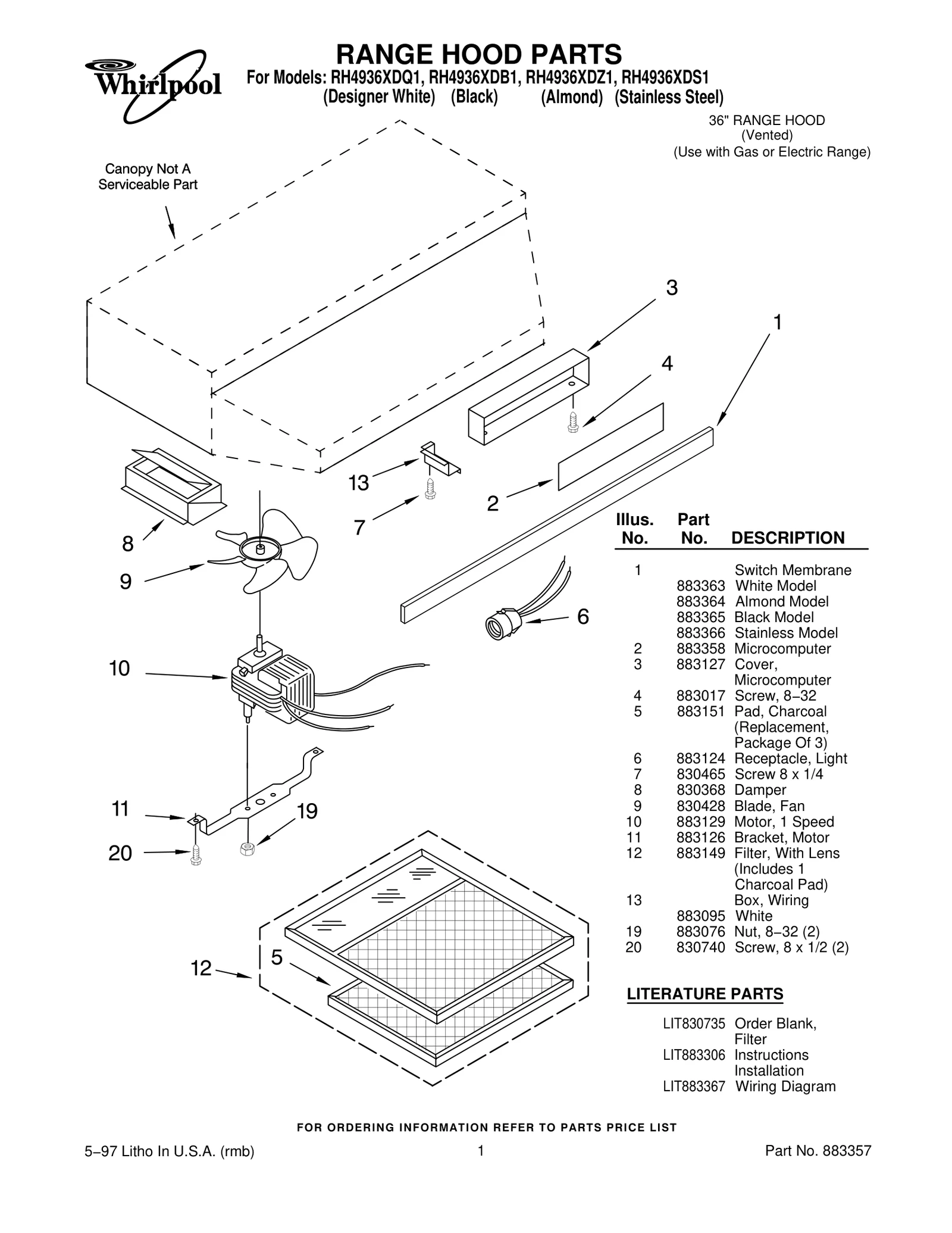 RANGE HOOD PARTS