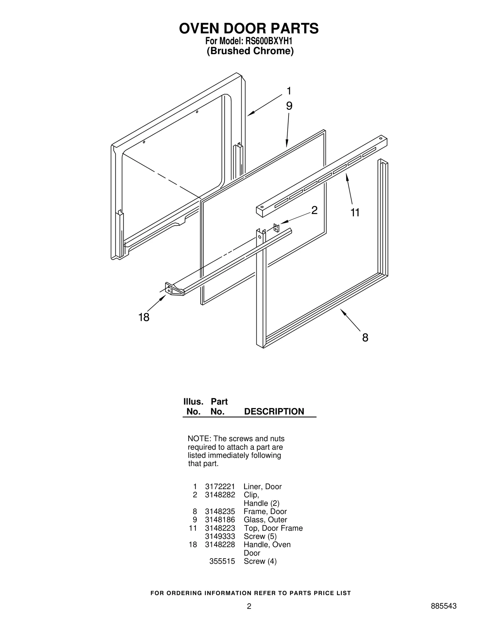 OVEN DOOR PARTS