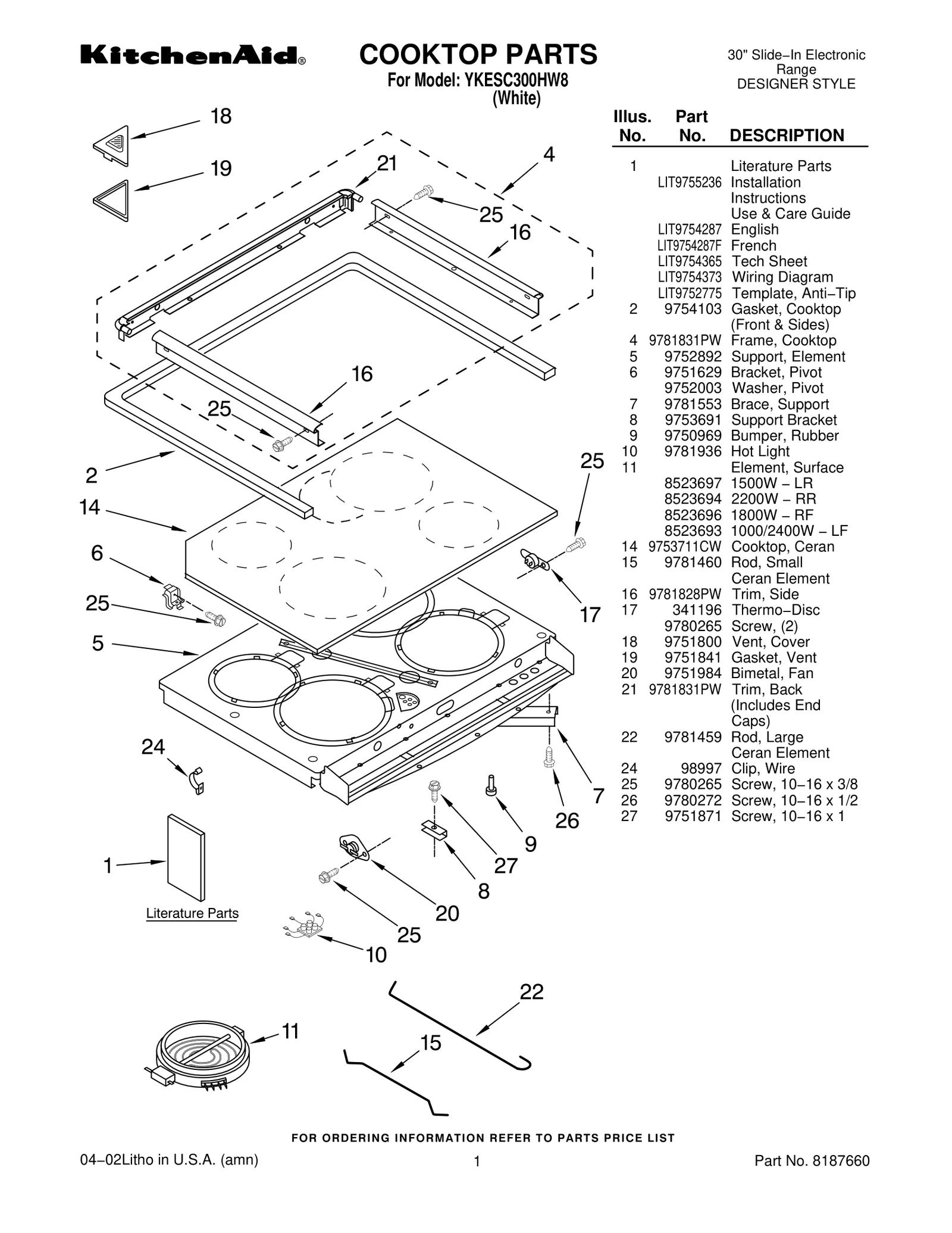 COOKTOP PARTS