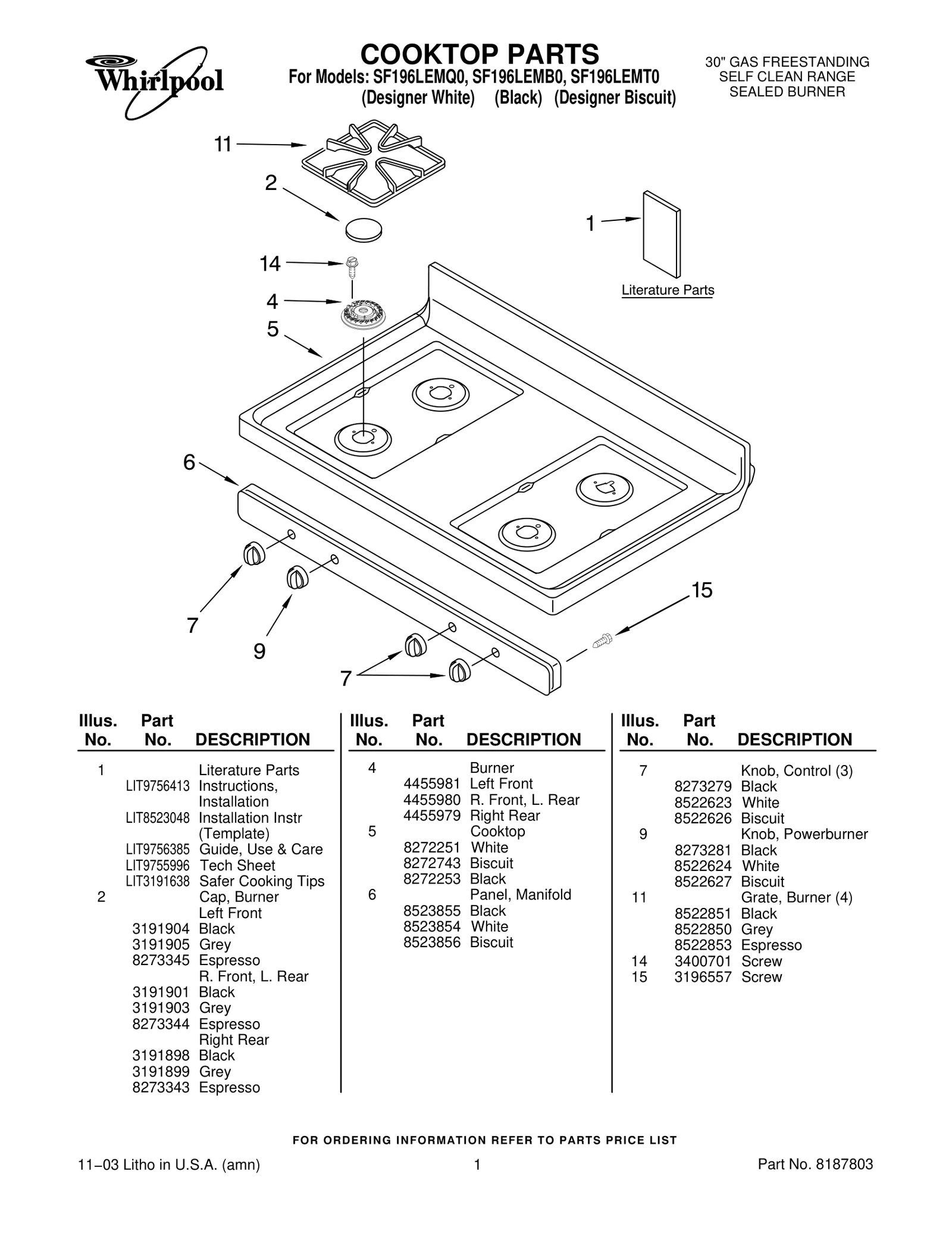 COOKTOP PARTS