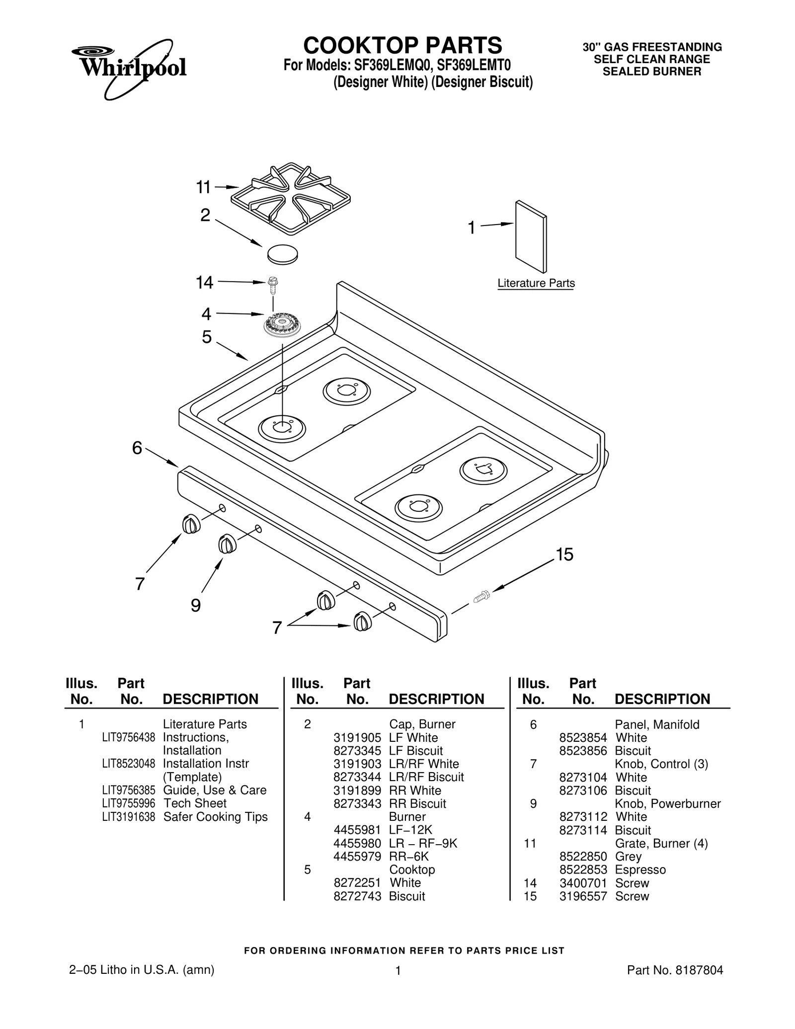 COOKTOP PARTS