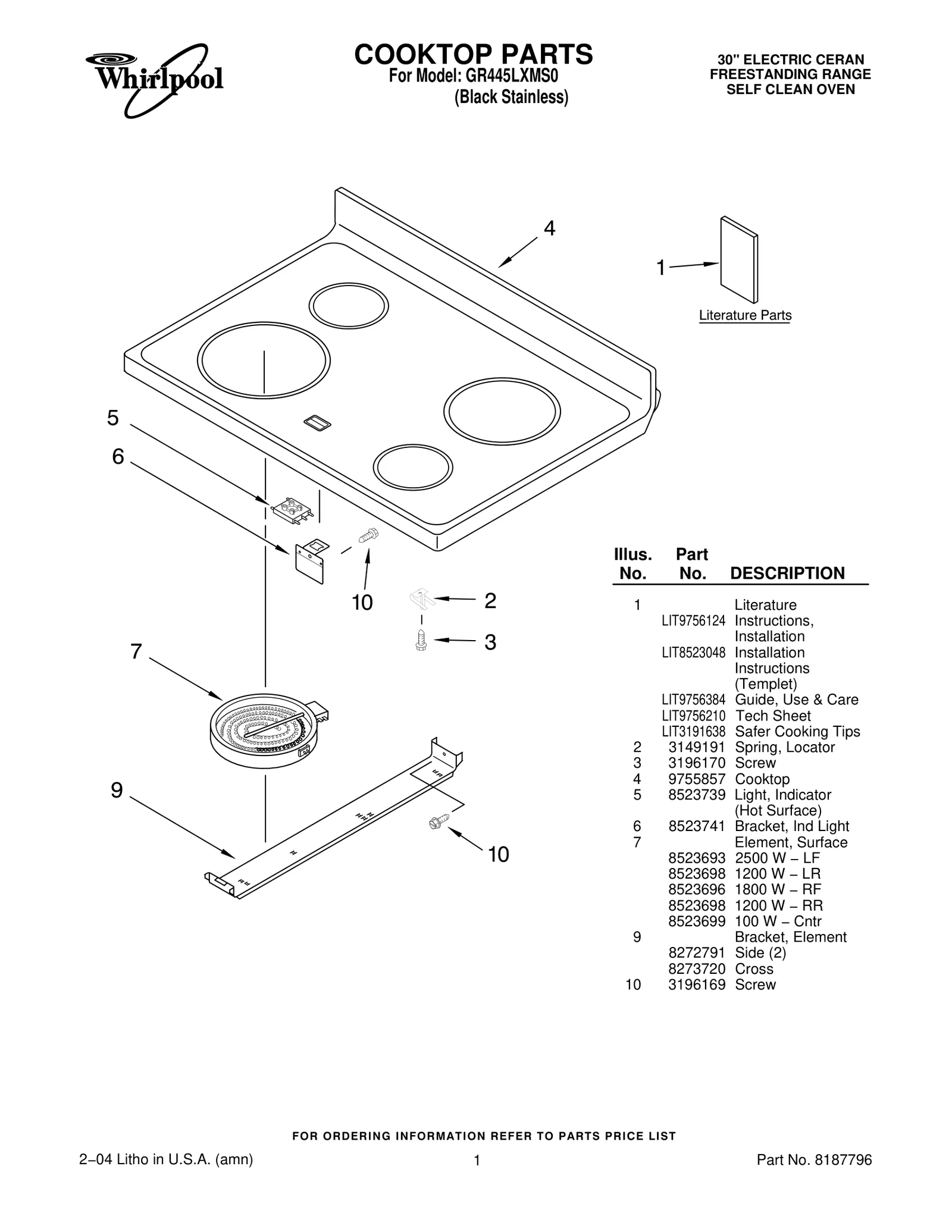 COOKTOP PARTS