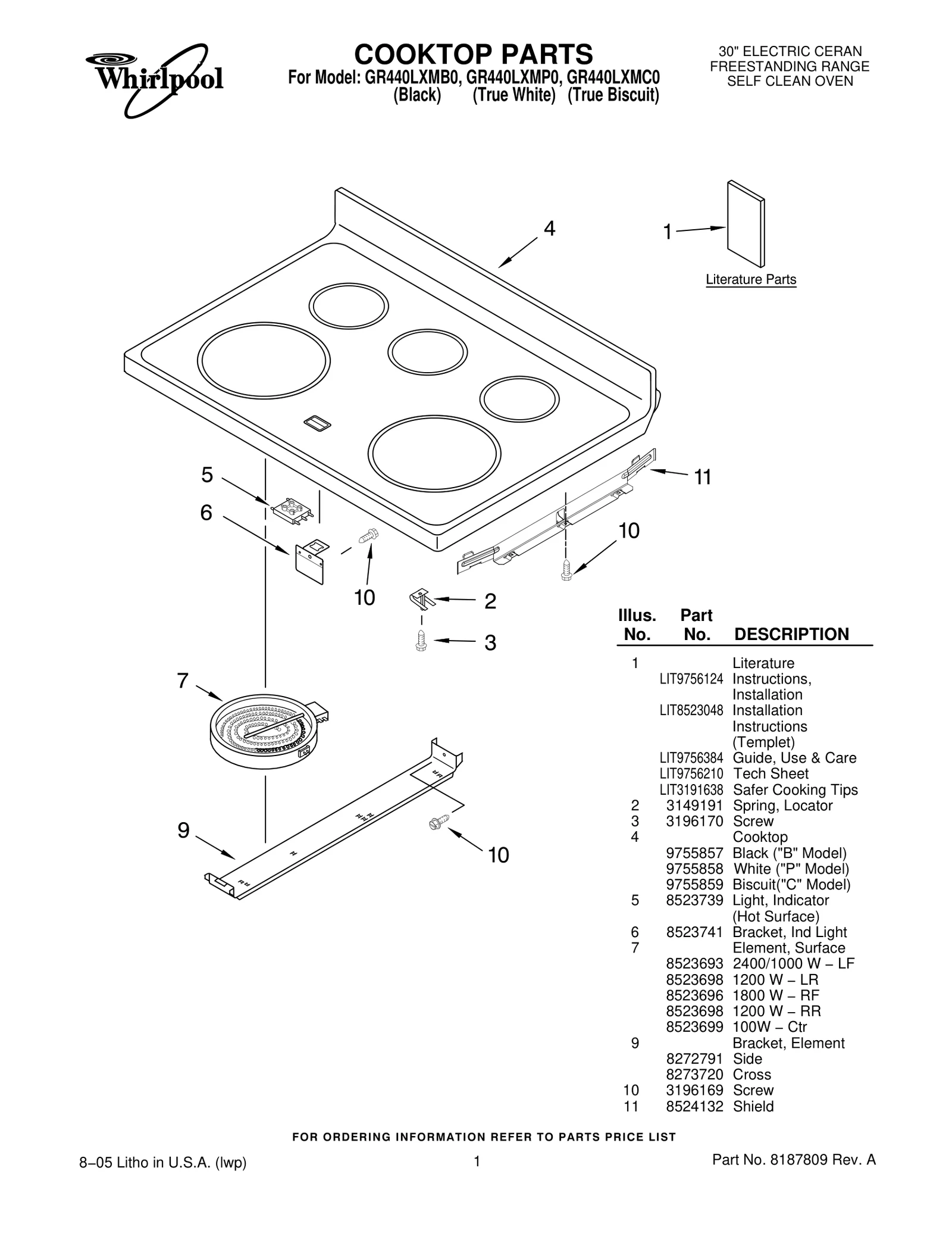 COOKTOP PARTS