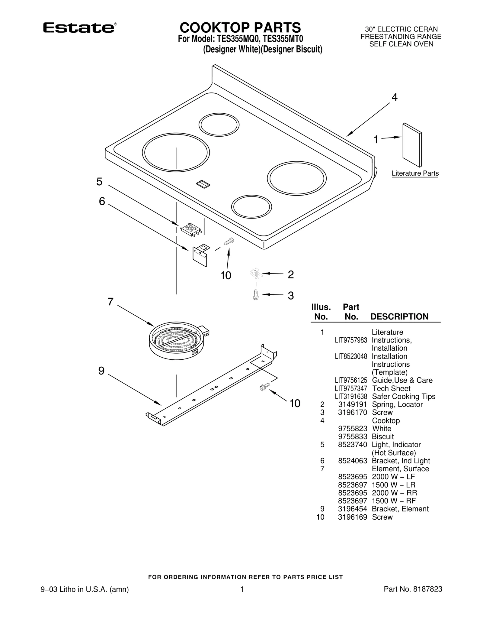 COOKTOP PARTS