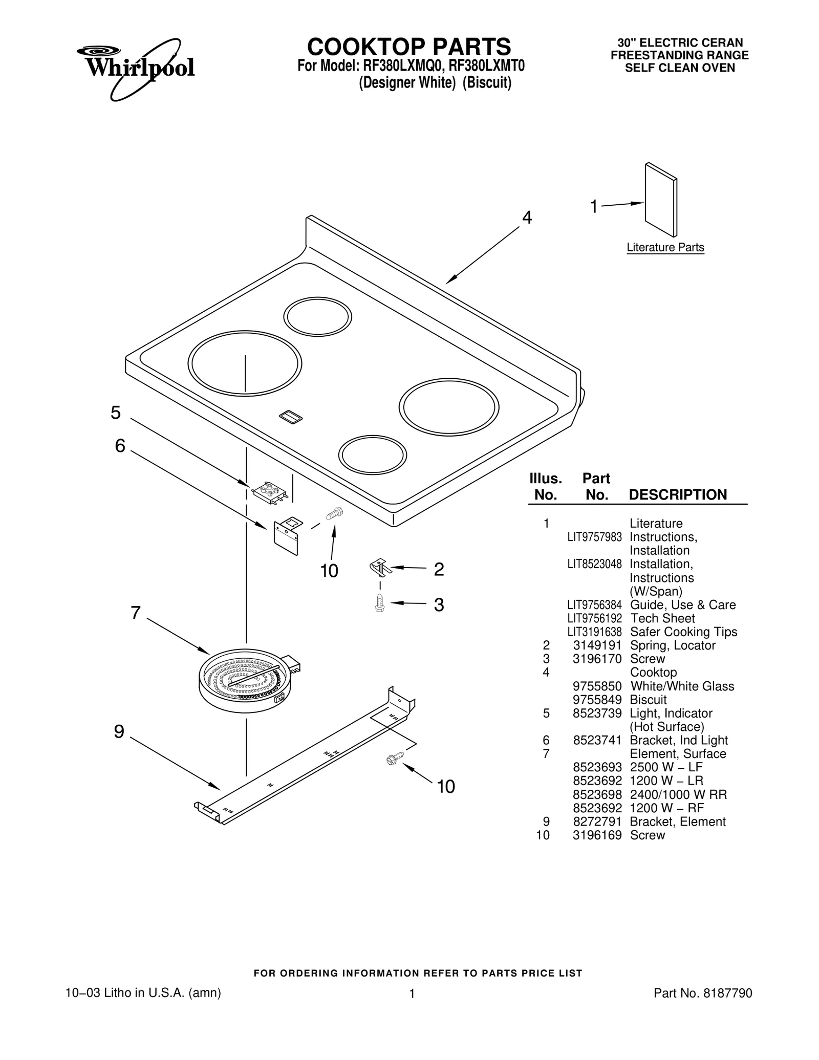 COOKTOP PARTS