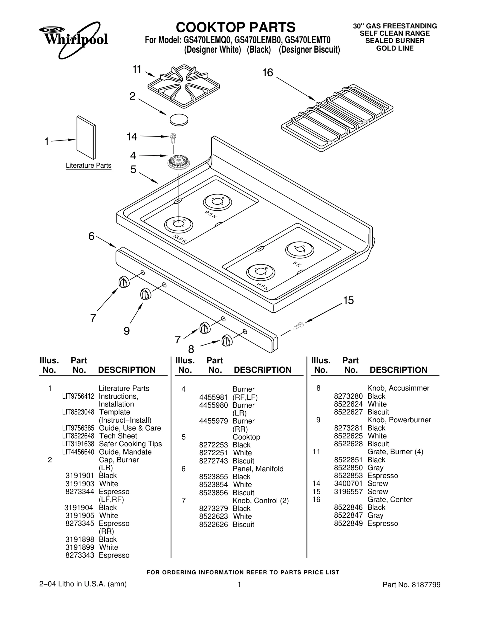 COOKTOP PARTS