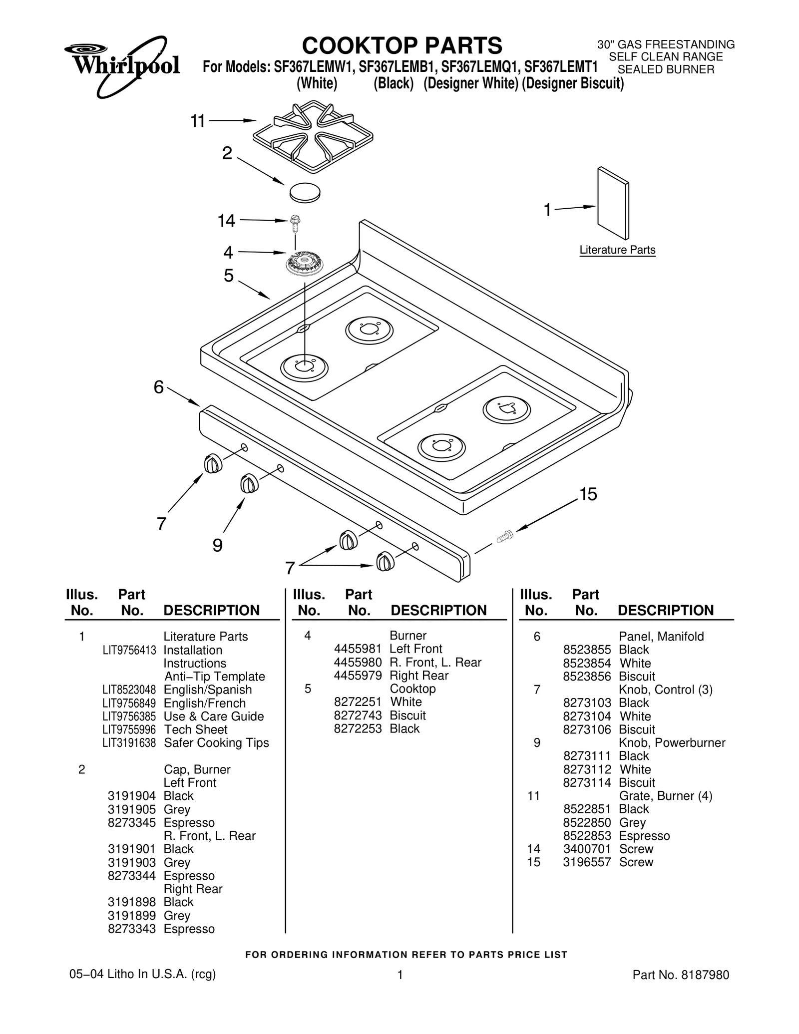 COOKTOP PARTS