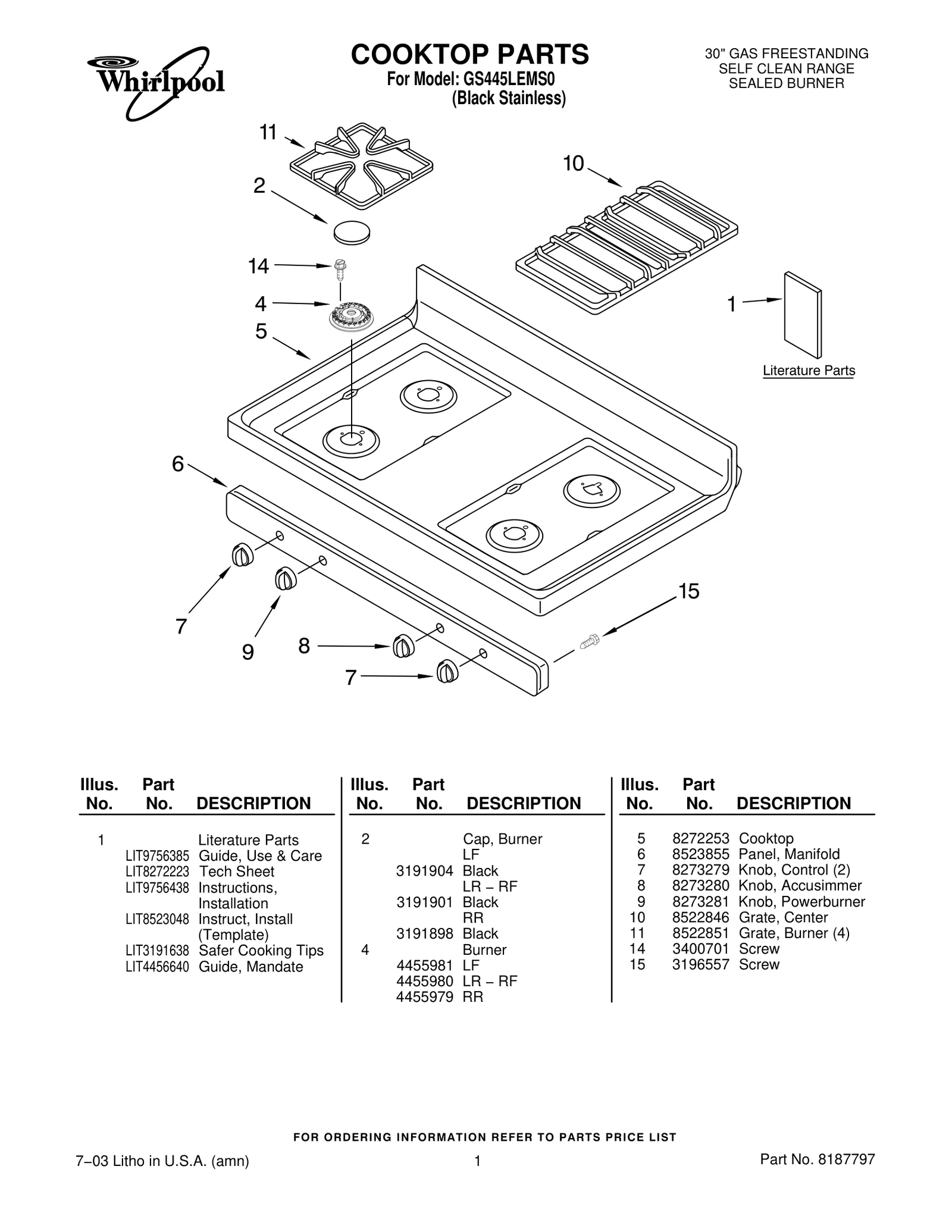 COOKTOP PARTS