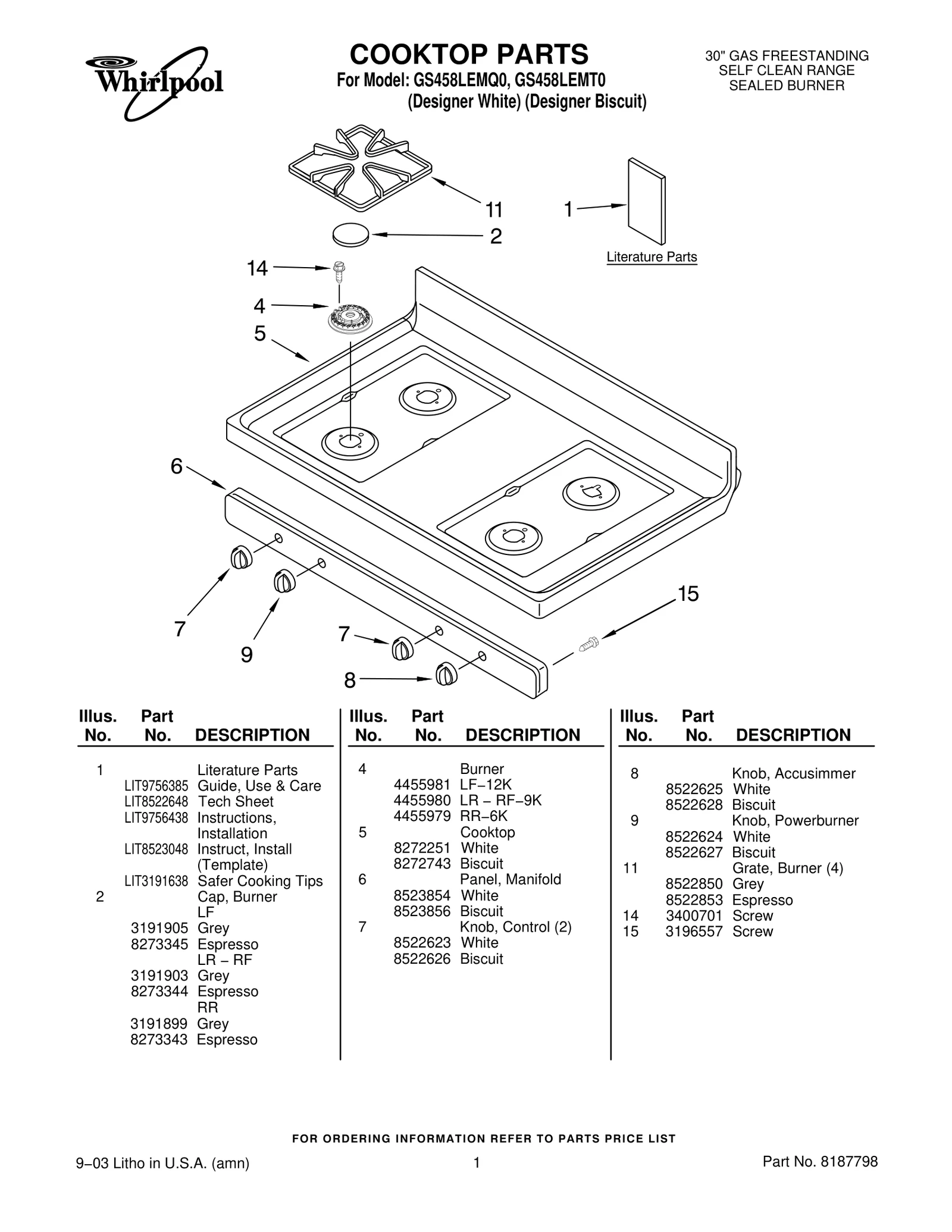 COOKTOP PARTS