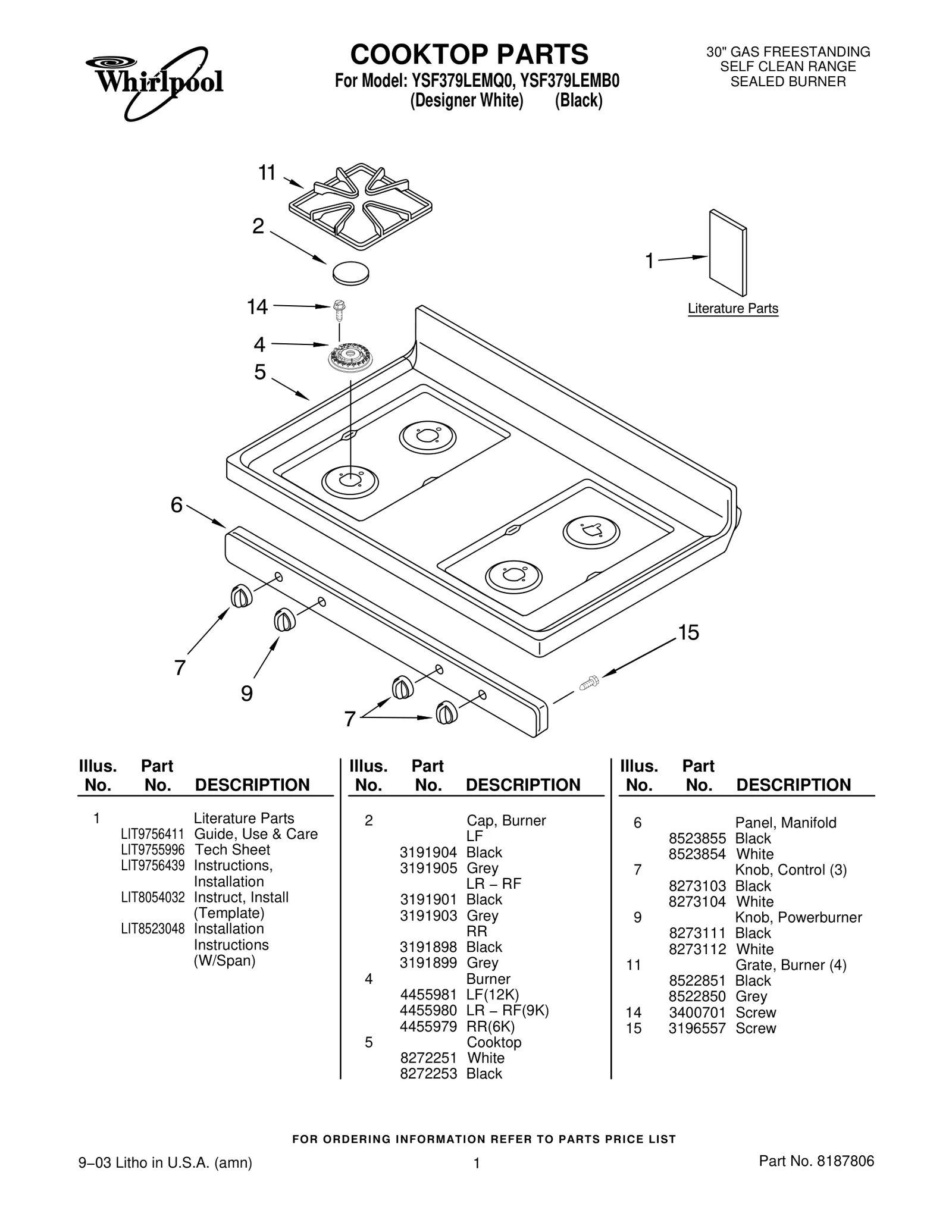 COOKTOP PARTS