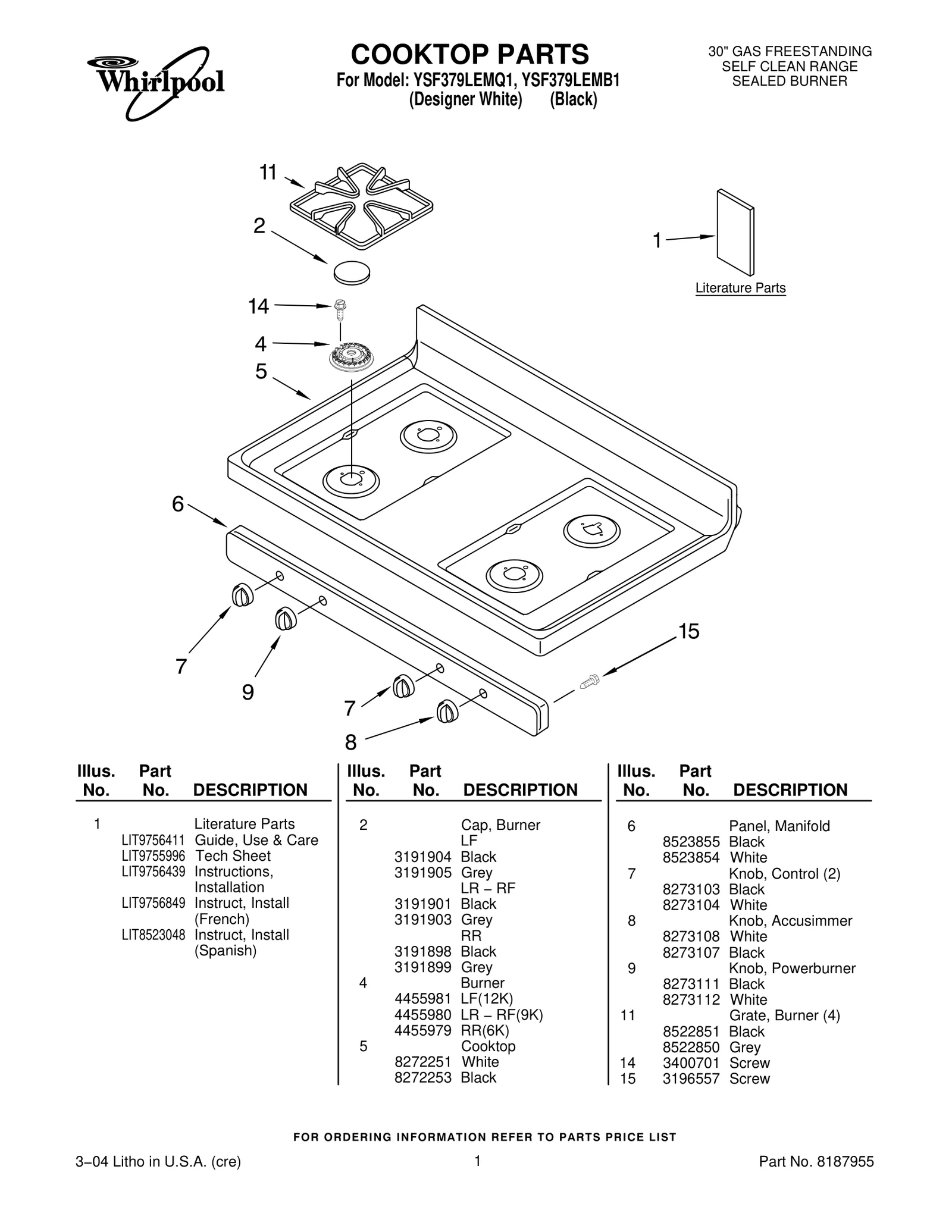 COOKTOP PARTS