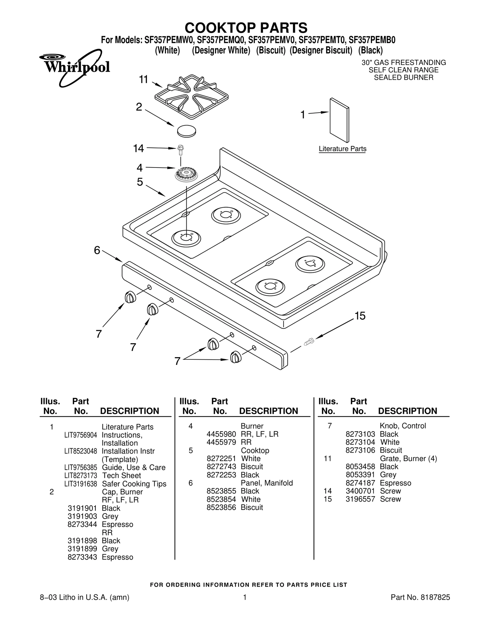 COOKTOP PARTS