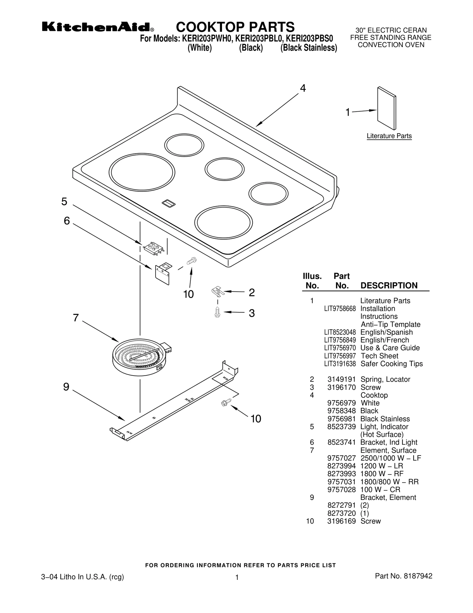 COOKTOP PARTS