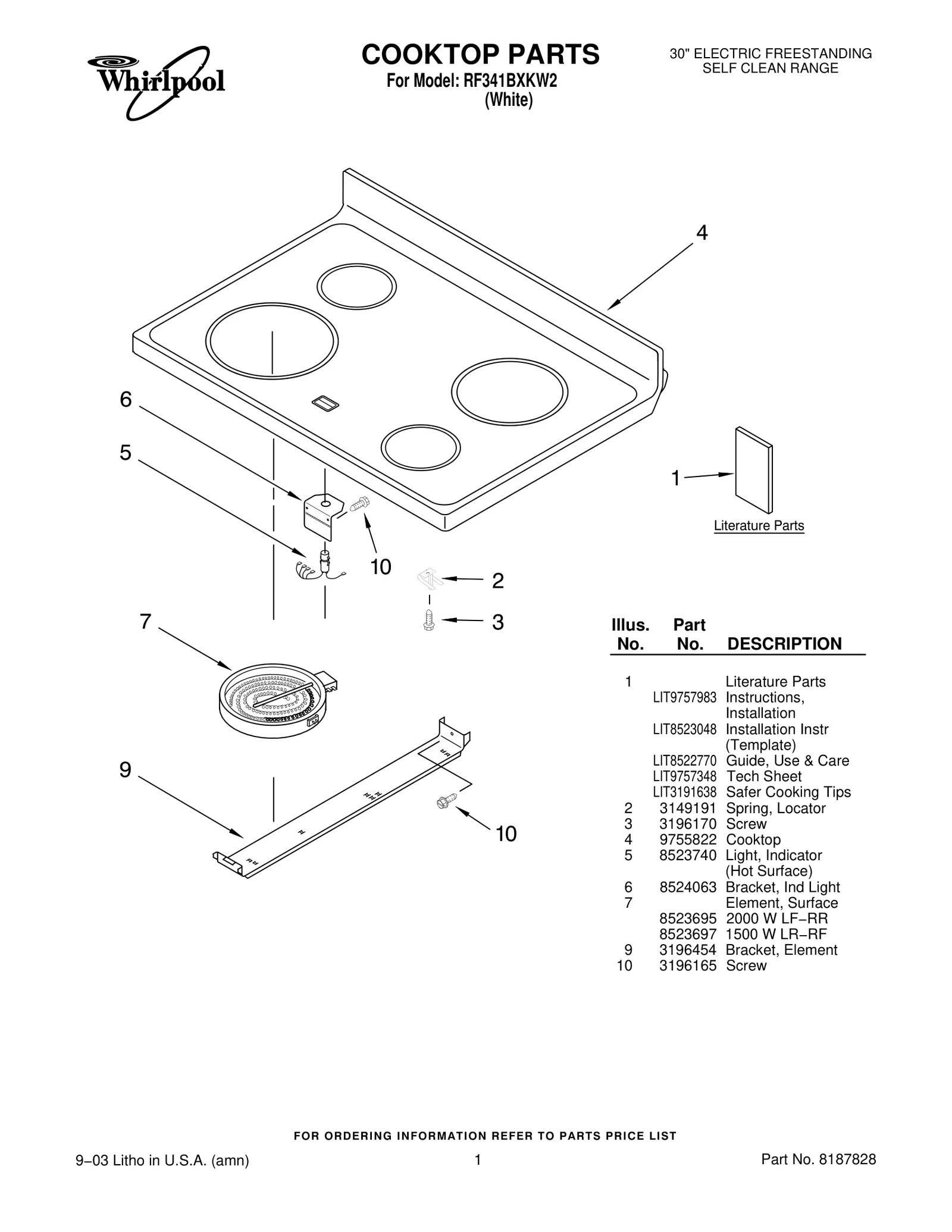 COOKTOP PARTS