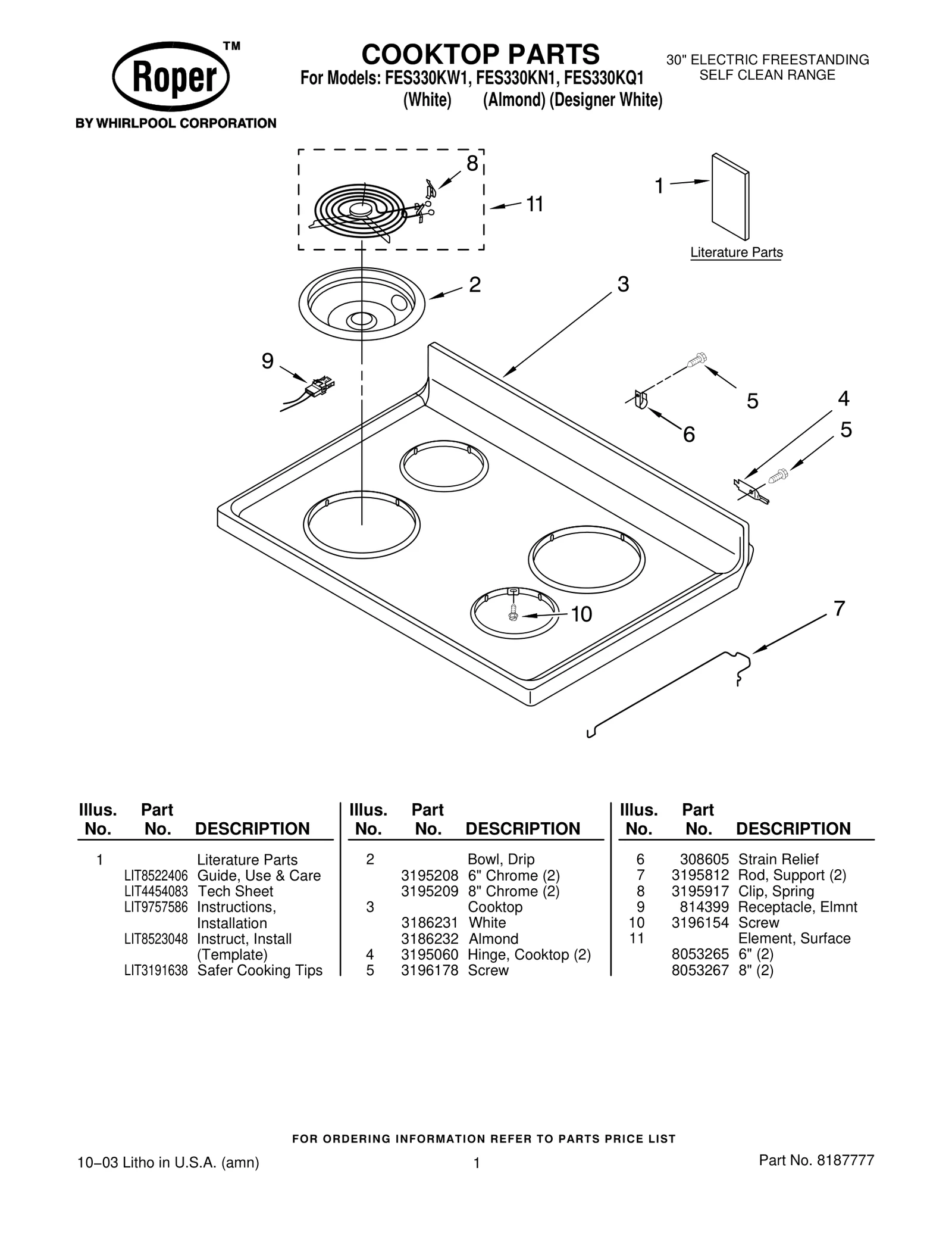 COOKTOP PARTS