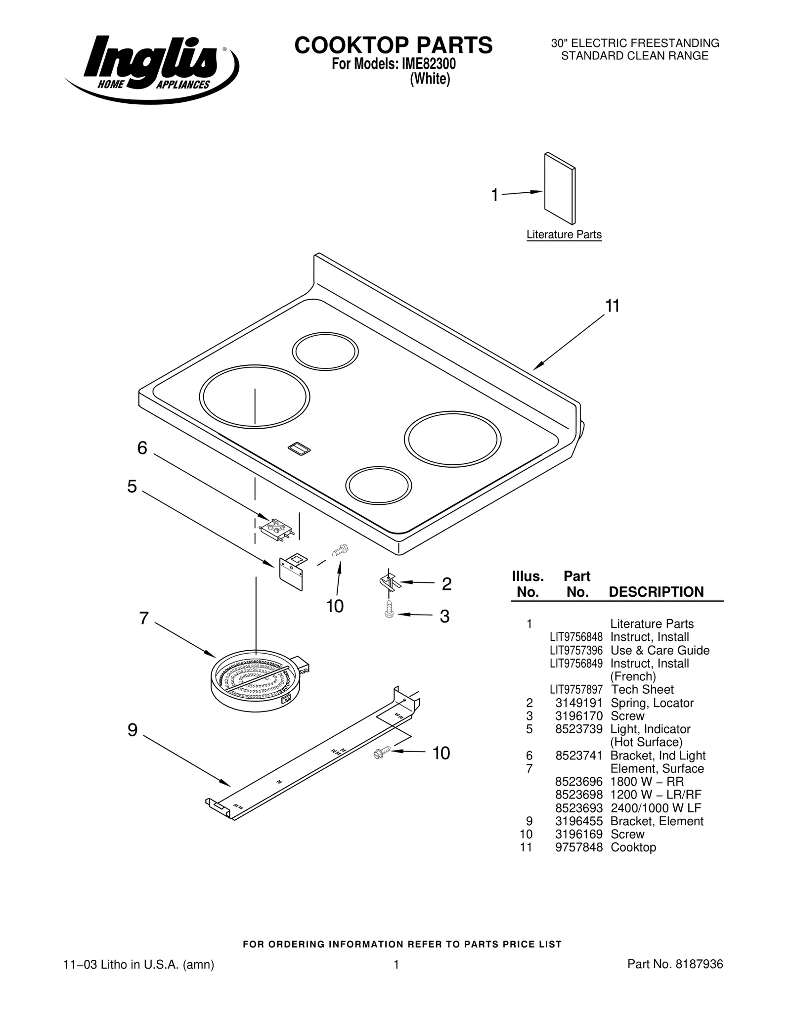 COOKTOP PARTS