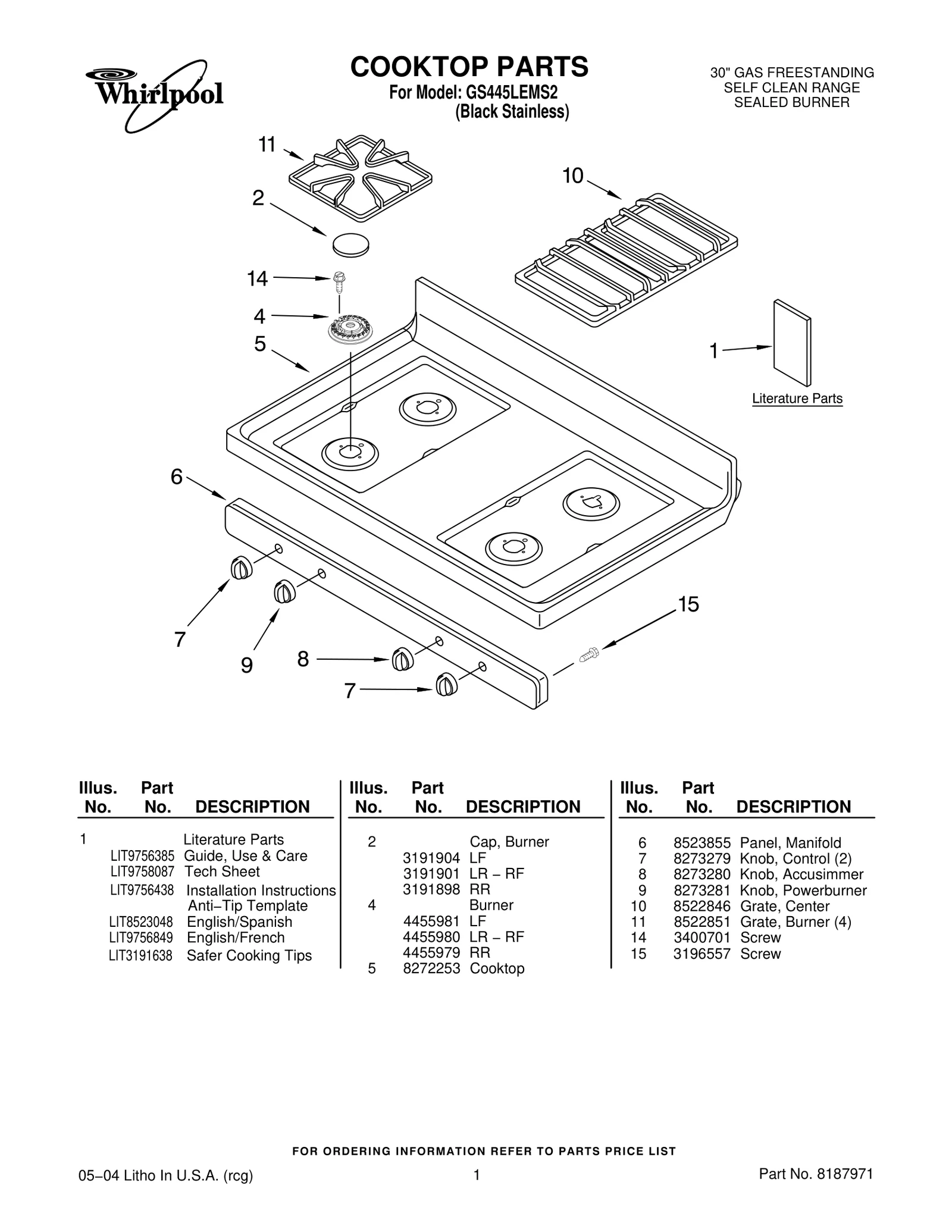 COOKTOP PARTS