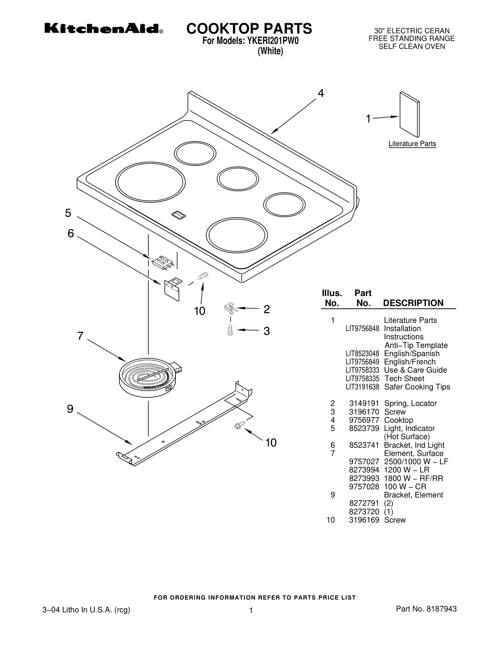 COOKTOP PARTS