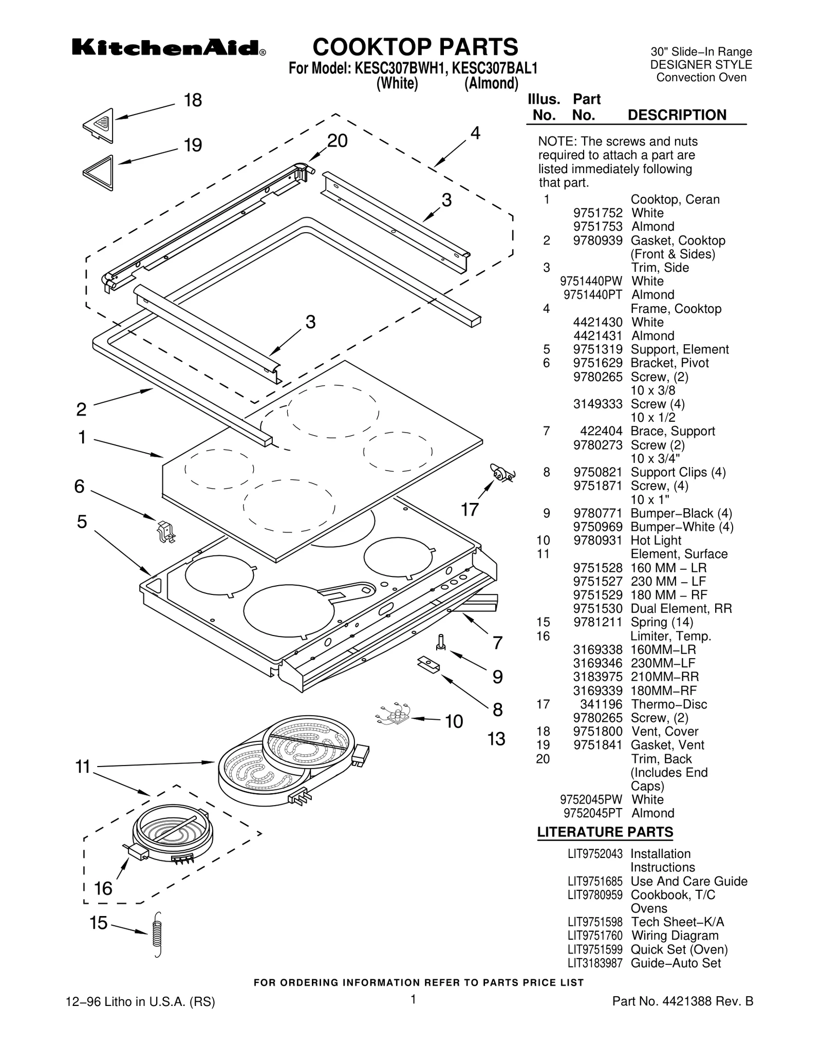 COOKTOP PARTS