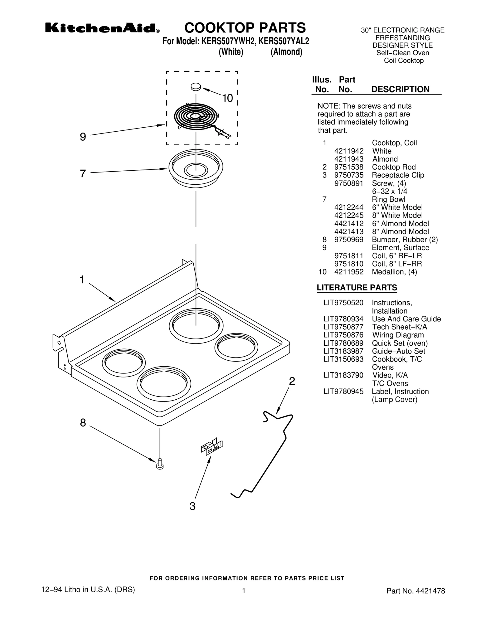 COOKTOP PARTS