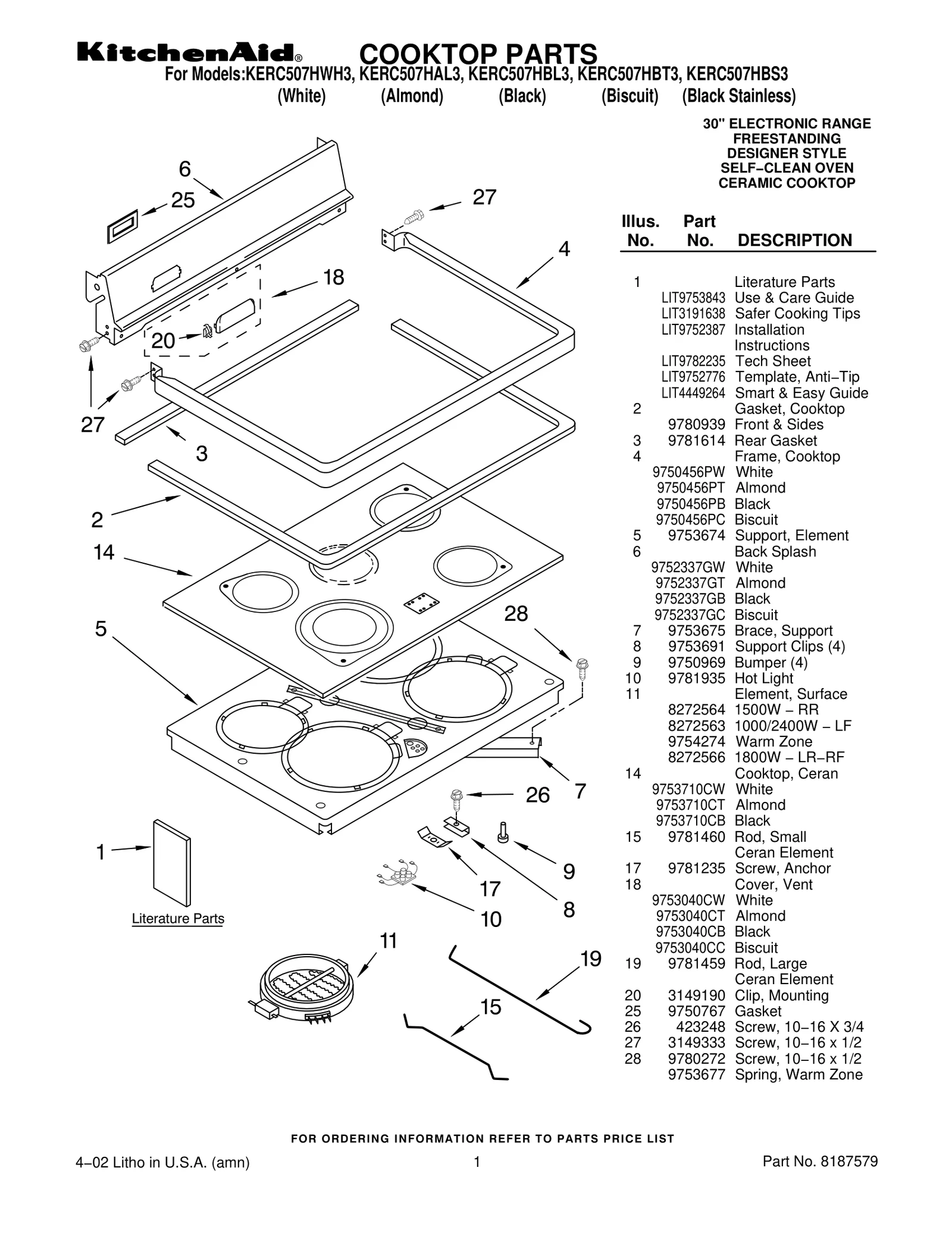 COOKTOP PARTS