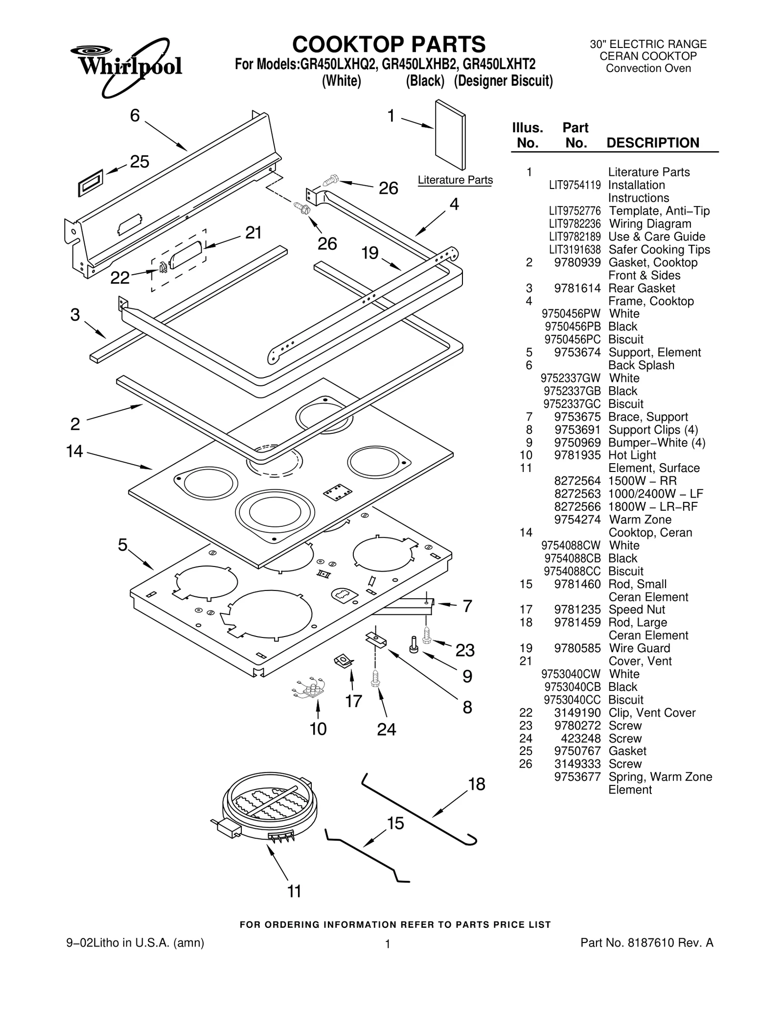 COOKTOP PARTS