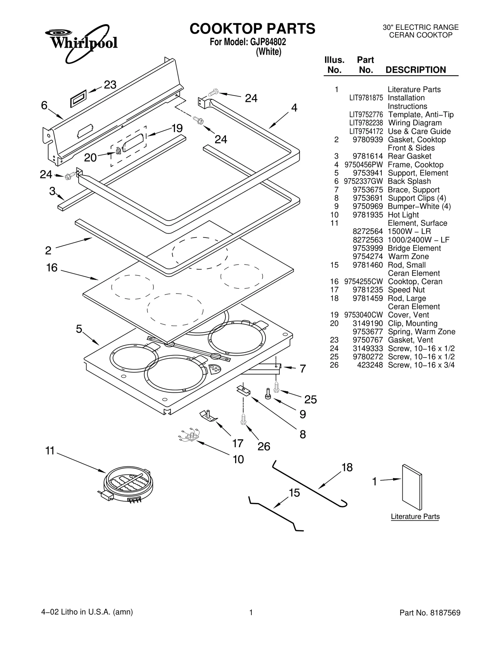 COOKTOP PARTS