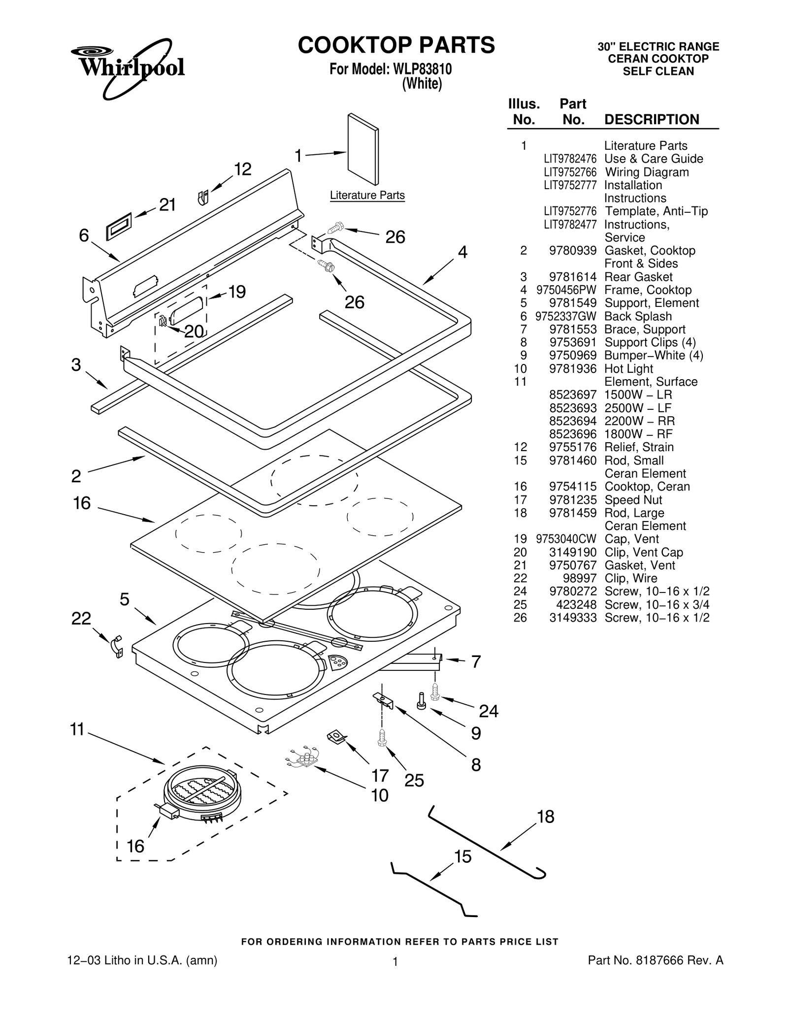 COOKTOP PARTS