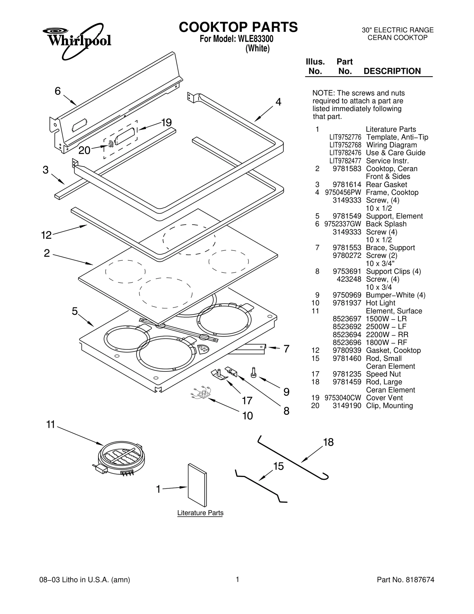 COOKTOP PARTS