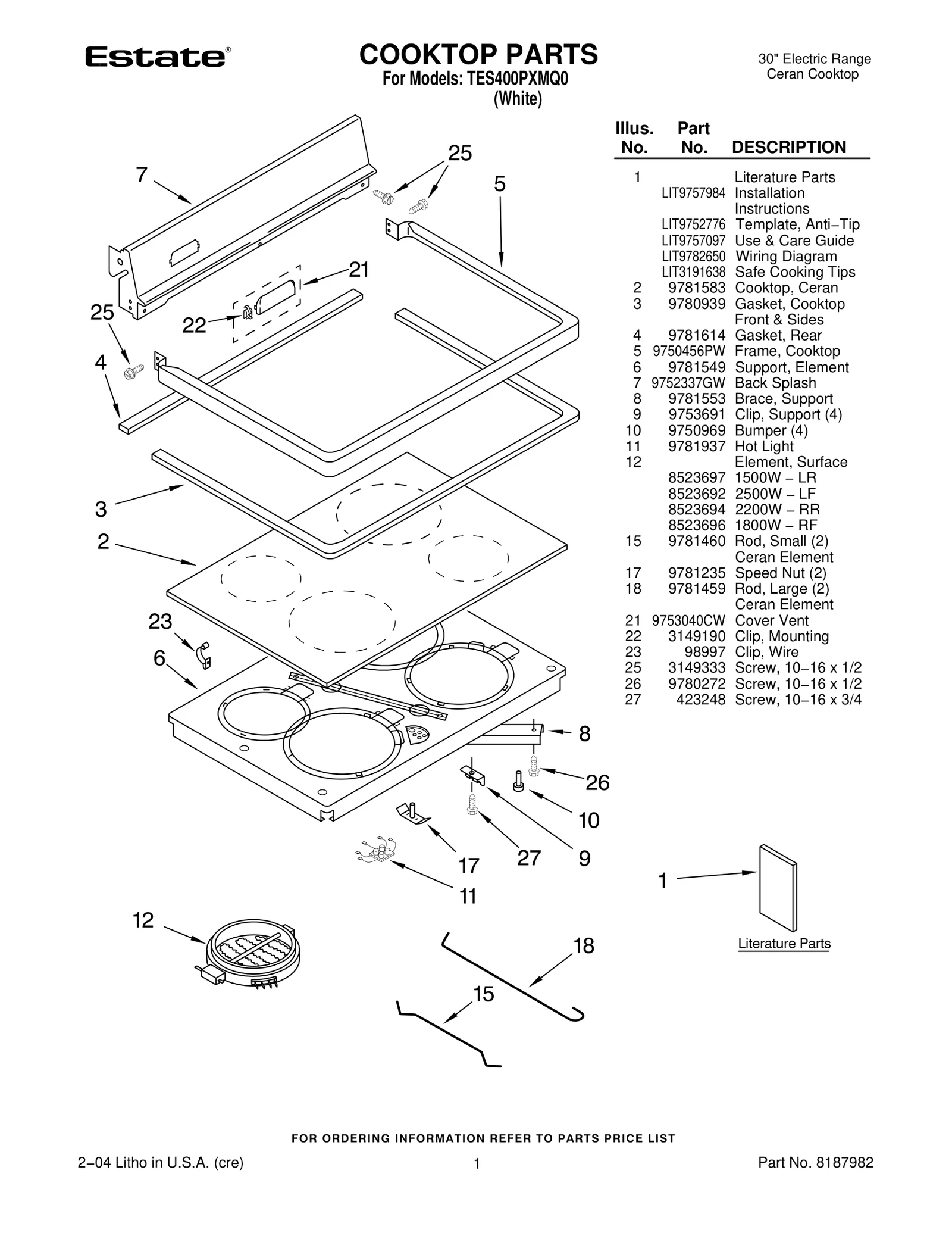 COOKTOP PARTS