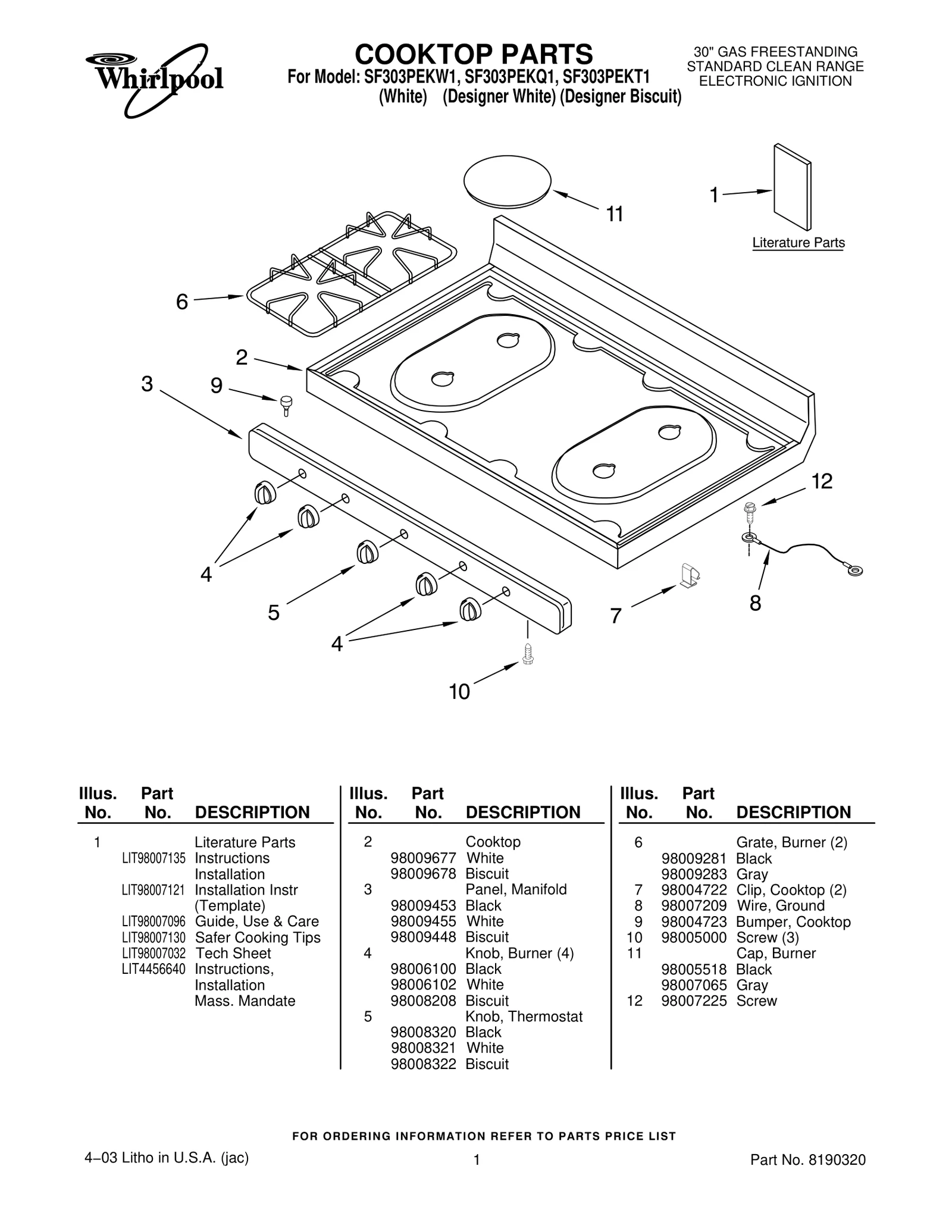 COOKTOP PARTS