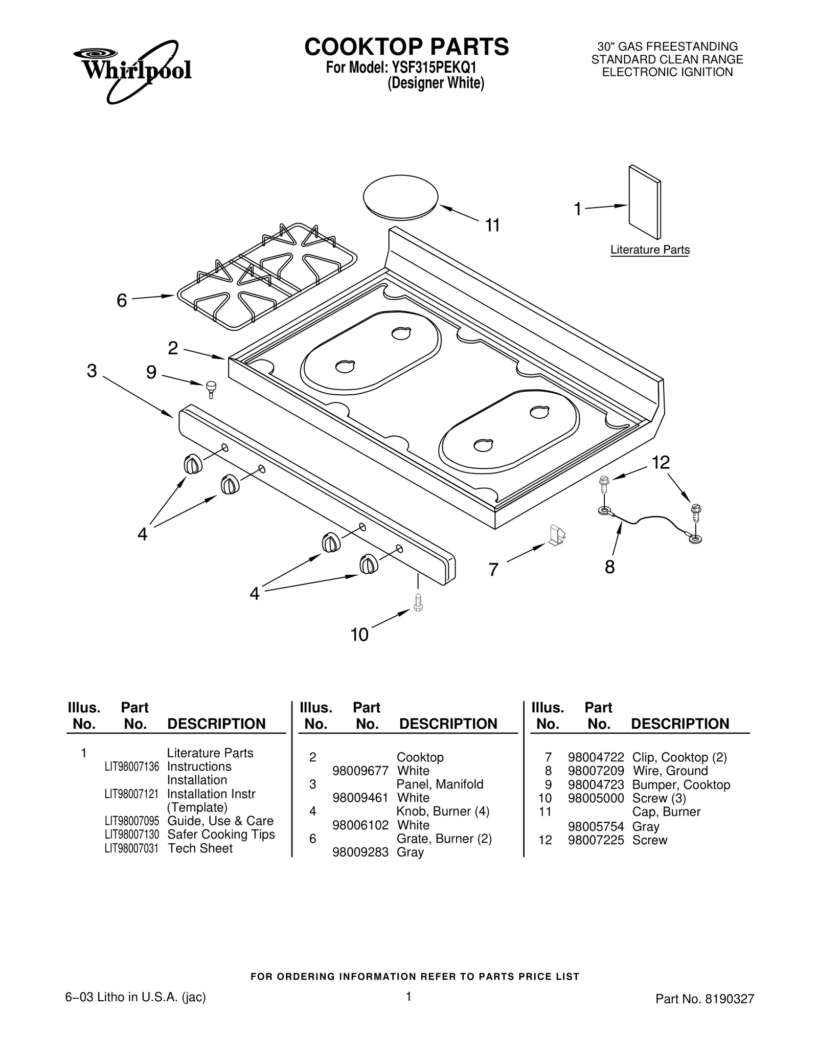 COOKTOP PARTS