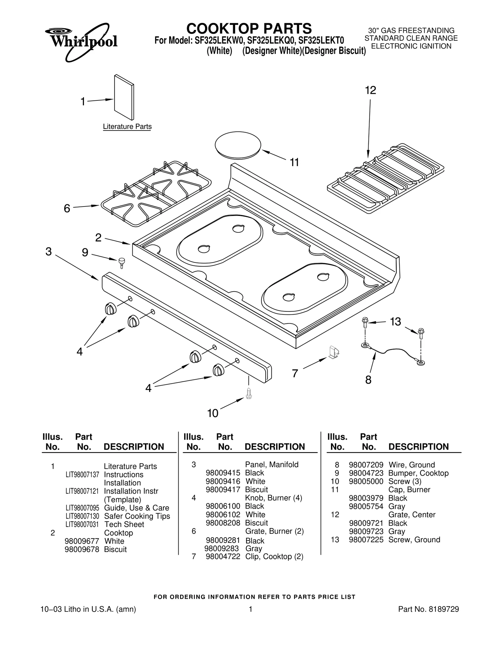 COOKTOP PARTS