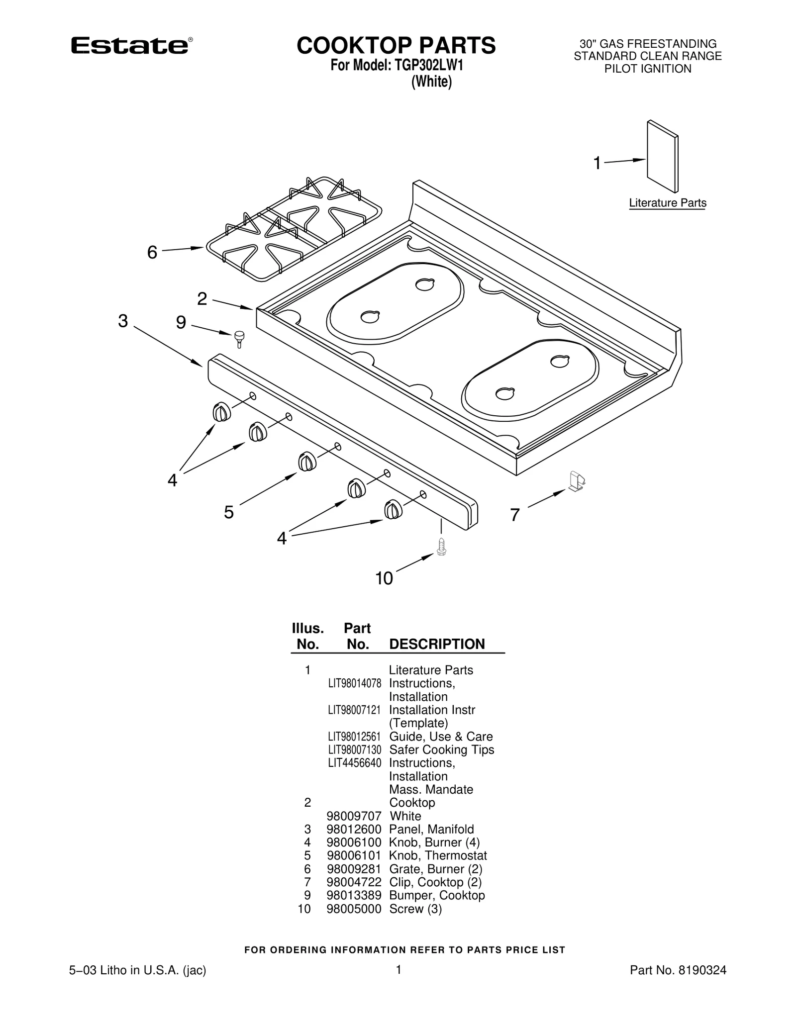 COOKTOP PARTS