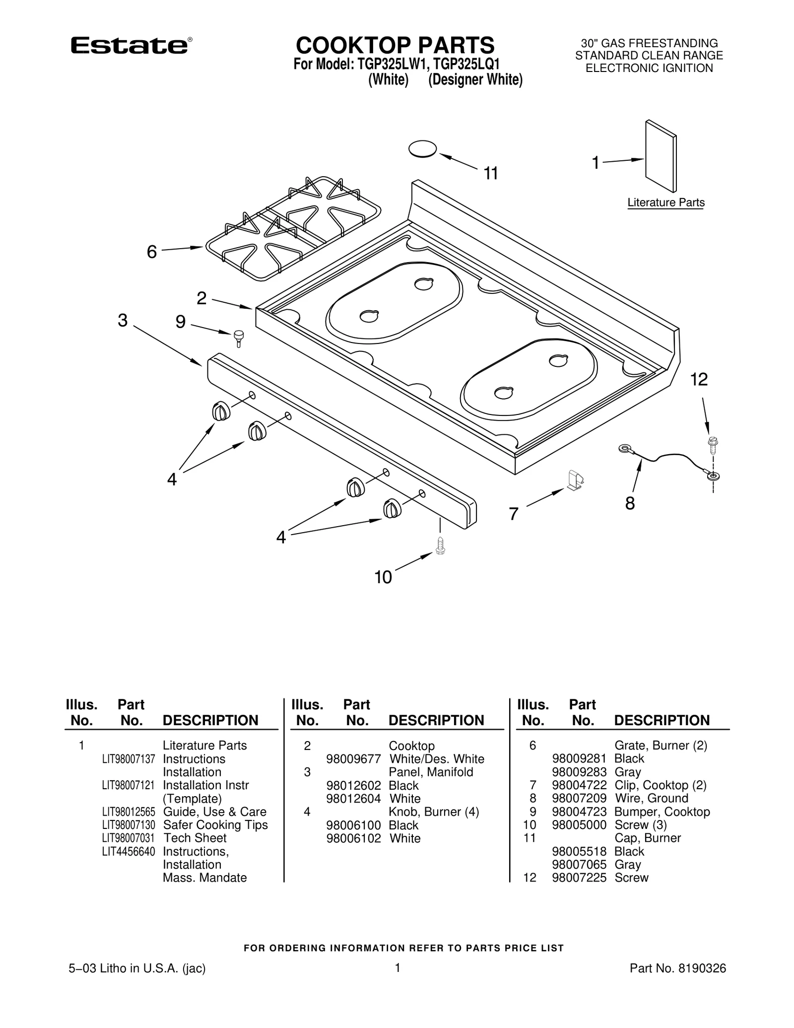 COOKTOP PARTS