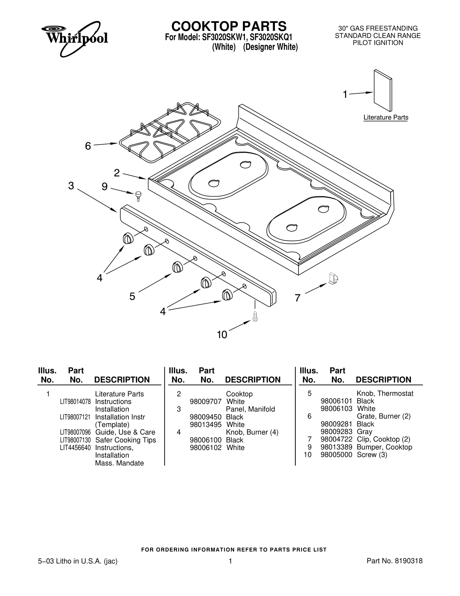 COOKTOP PARTS