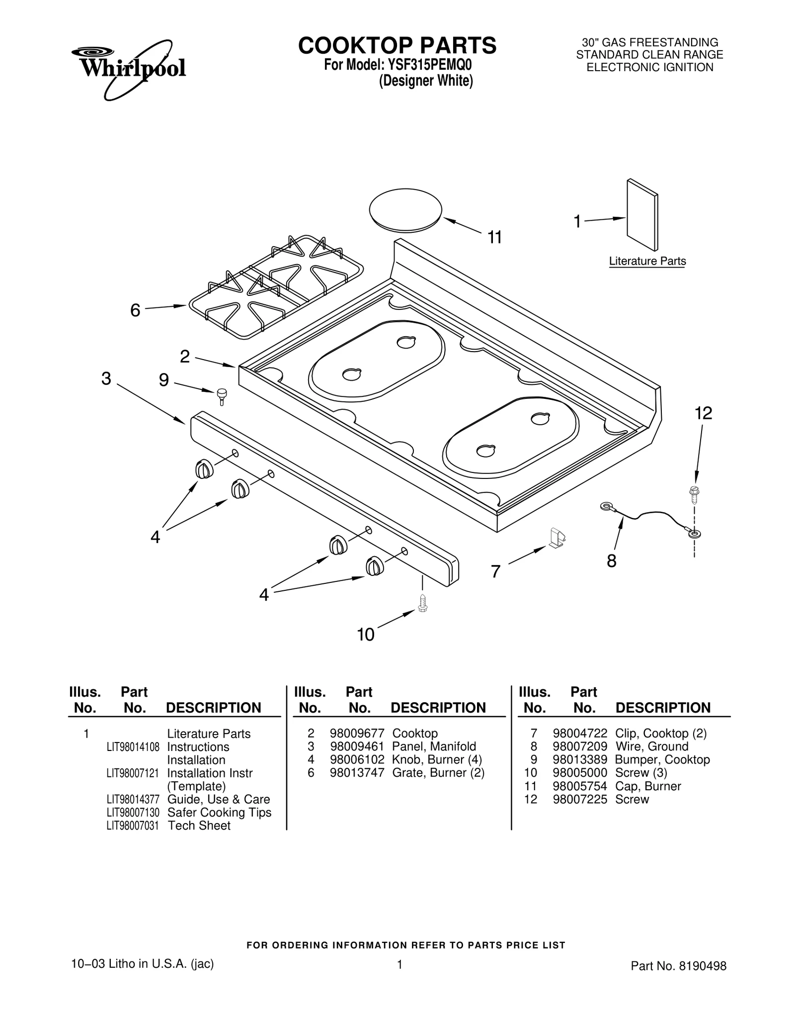 COOKTOP PARTS