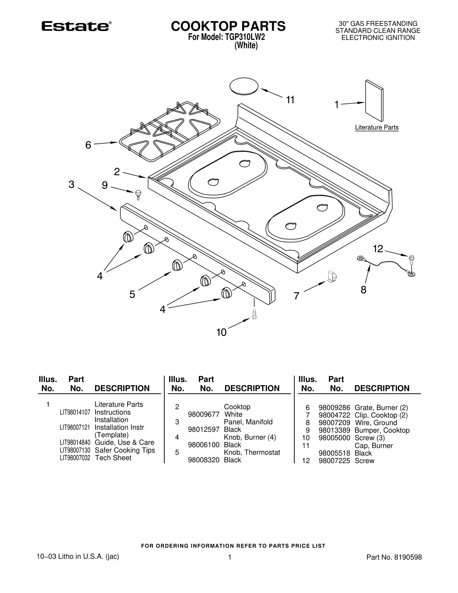 COOKTOP PARTS