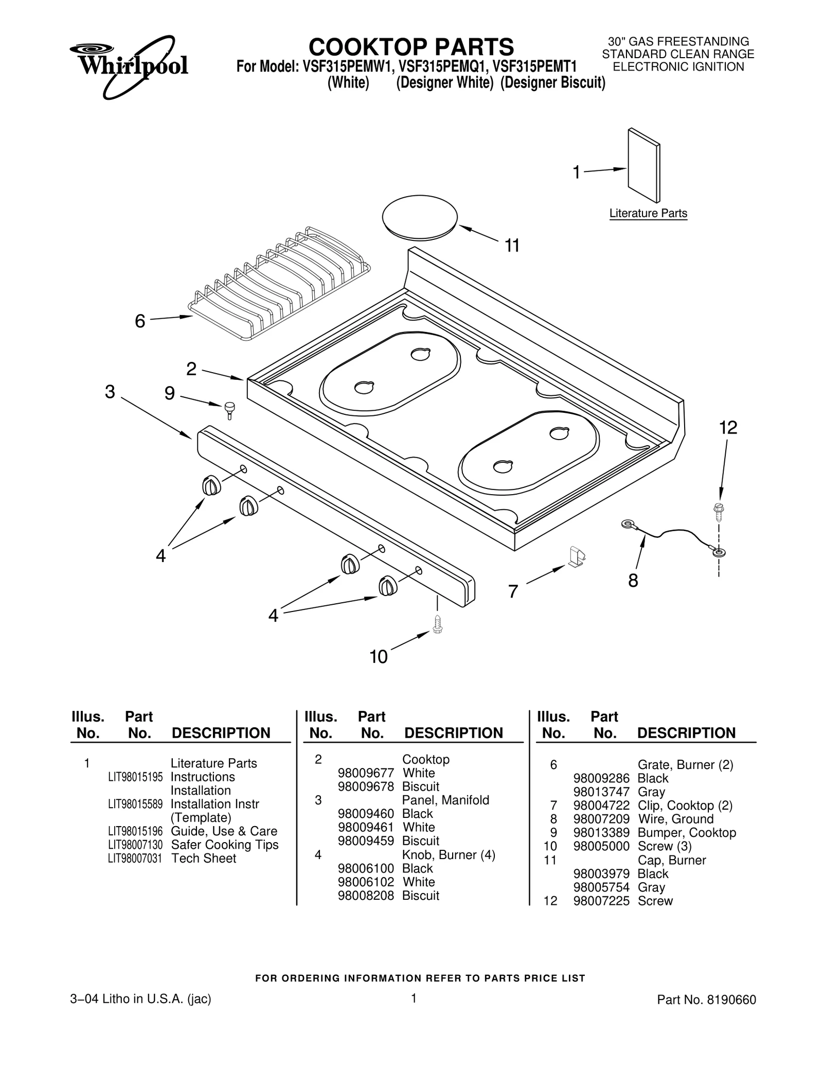 COOKTOP PARTS