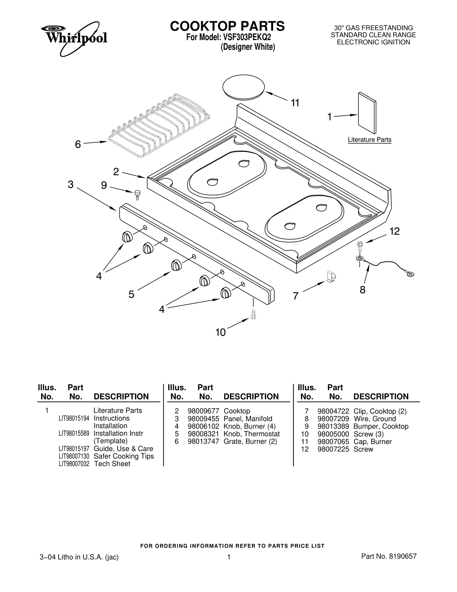 COOKTOP PARTS