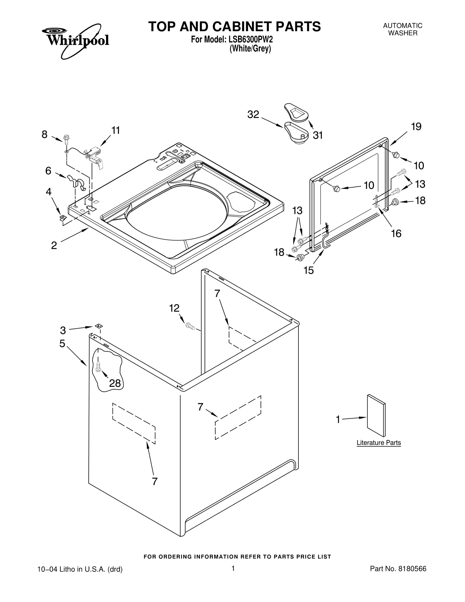 TOP AND CABINET PARTS