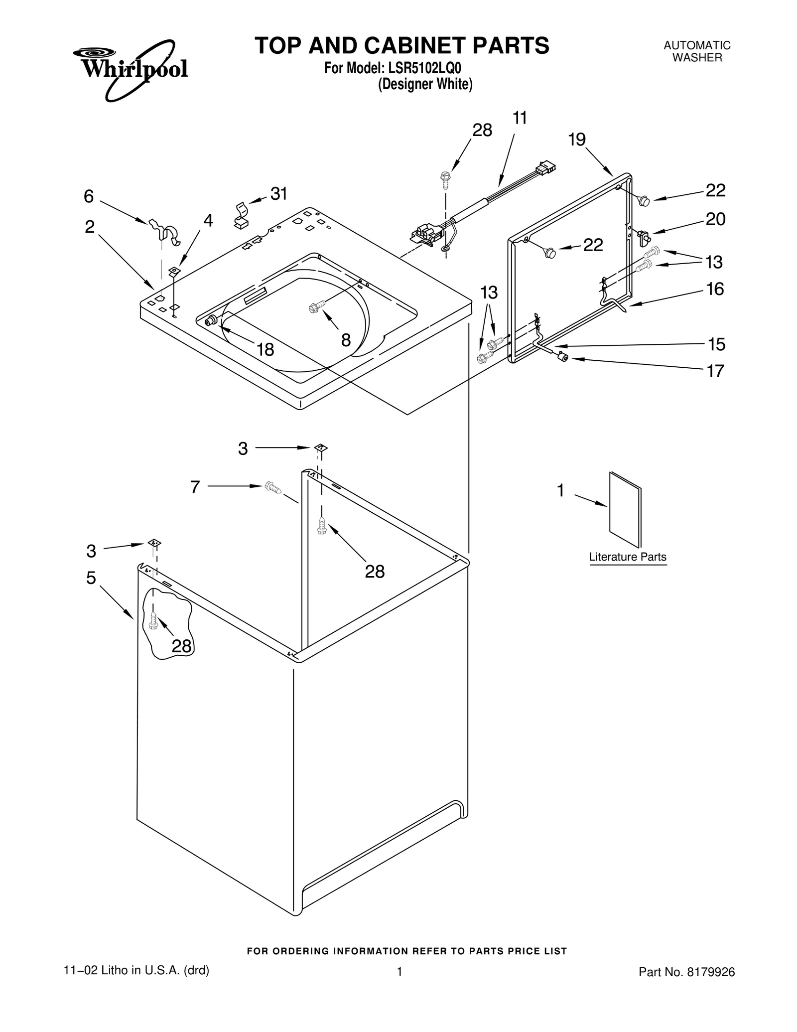 TOP AND CABINET PARTS